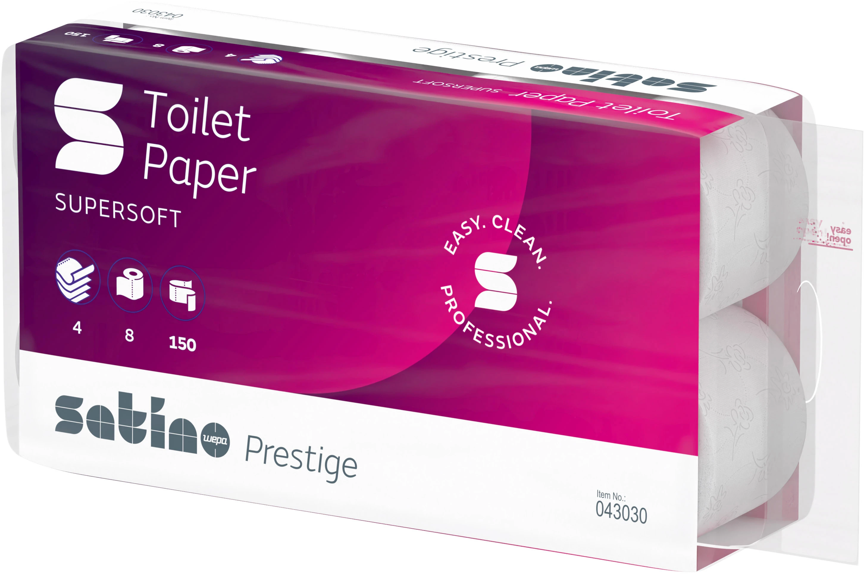 SATINO Toilettenpapier HiLine 043030 4-lagig, 8 Rollen, hochweiss