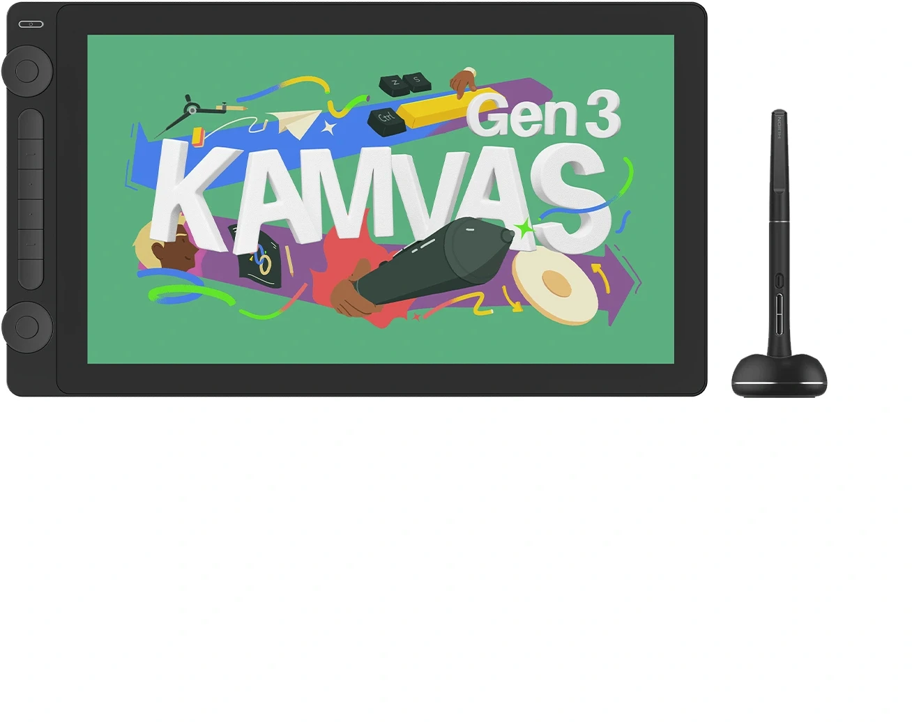 HUION Kamvas 16 Gen 3 IPS QHD Black GS1563 16384Levels, 6 Keys USB-C