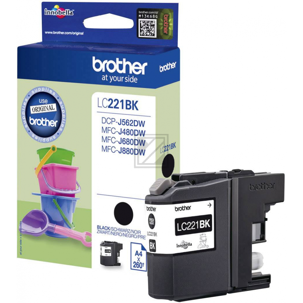 BROTHER Tintenpatrone schwarz LC-221BK MFC-J480/680/880 260 Seiten BROTHER Tintenpatrone schwarz LC-221BK MFC-J480/680/880 260 Seiten