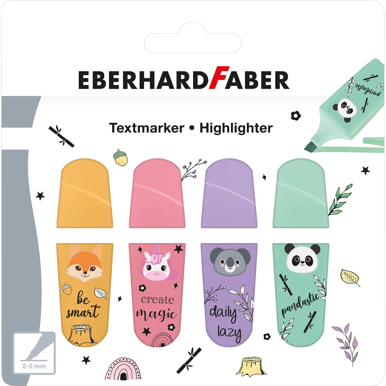 EBERHARD FABER Textmarker Mini 2-5mm 551415 Animal 4 Stück