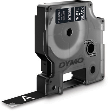 DYMO D1 Vinyl Band 12mmx3m 1978365 weiss/schwarz DYMO D1 Vinyl Band 12mmx3m 1978365 weiss/schwarz