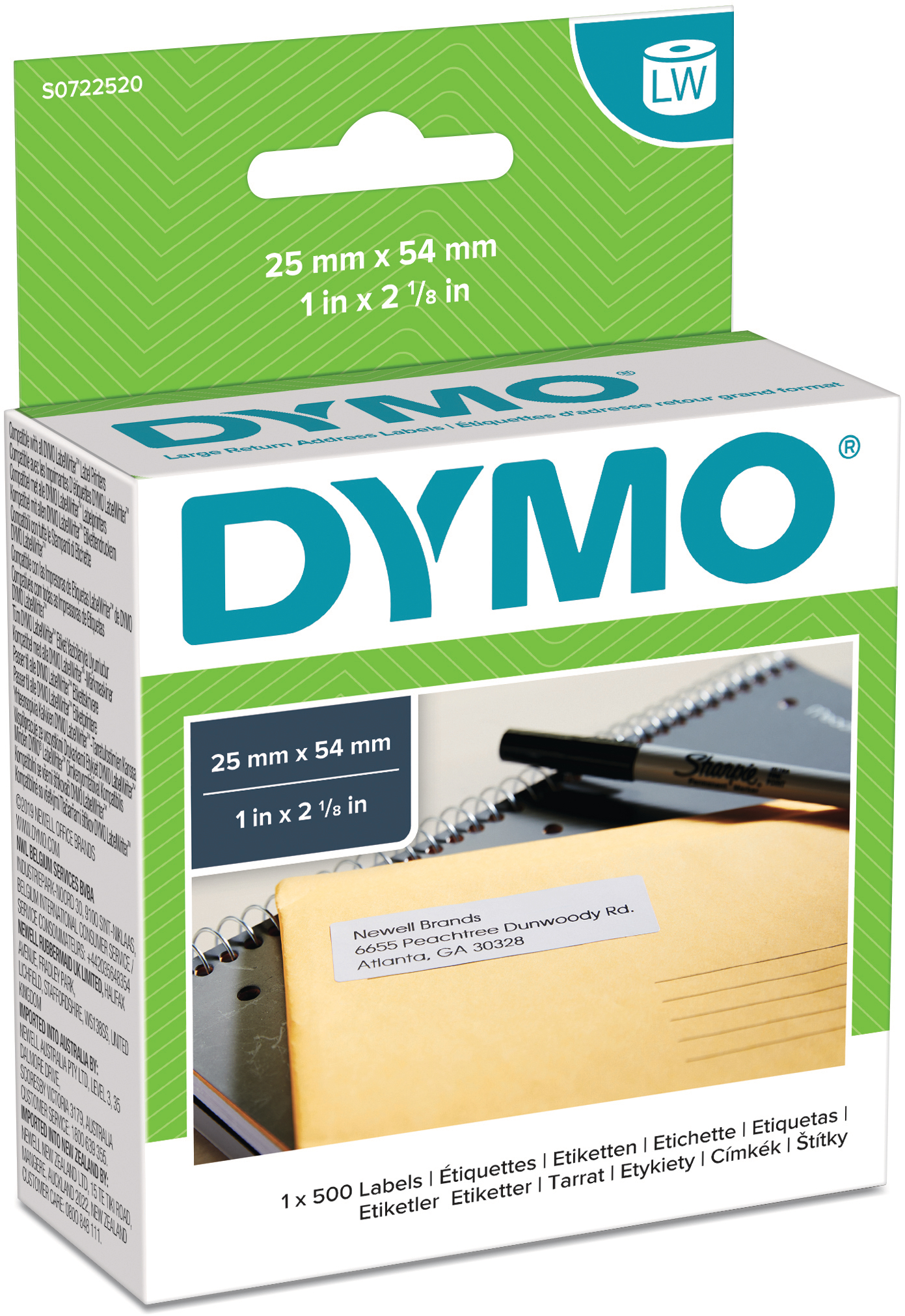 DYMO Rücksendeadressetiketten S0722520 permanent 54x25mm DYMO Rücksendeadressetiketten S0722520 permanent 54x25mm