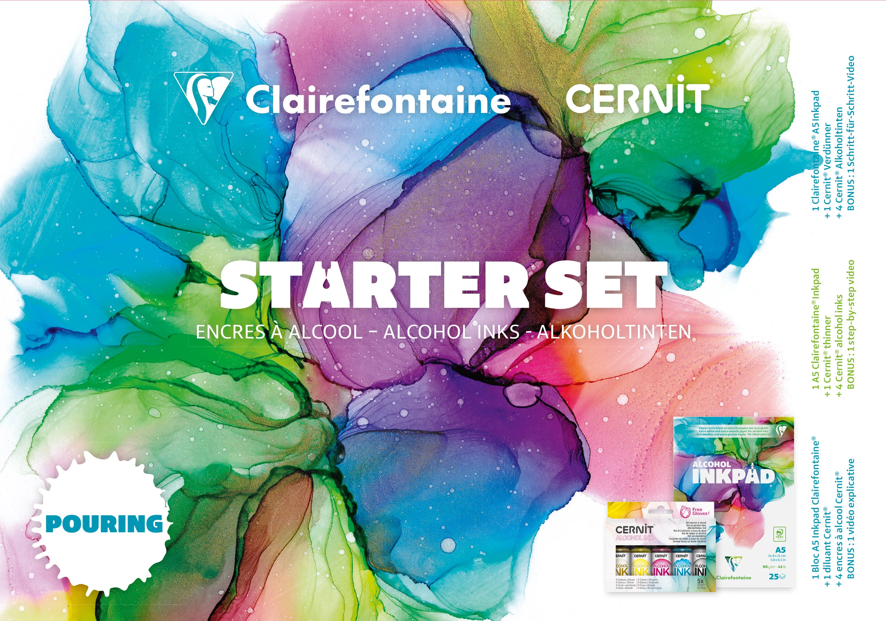 CLAIREFONTAINE Alkoholtinte Starter Set A5 976165C 9-teilig