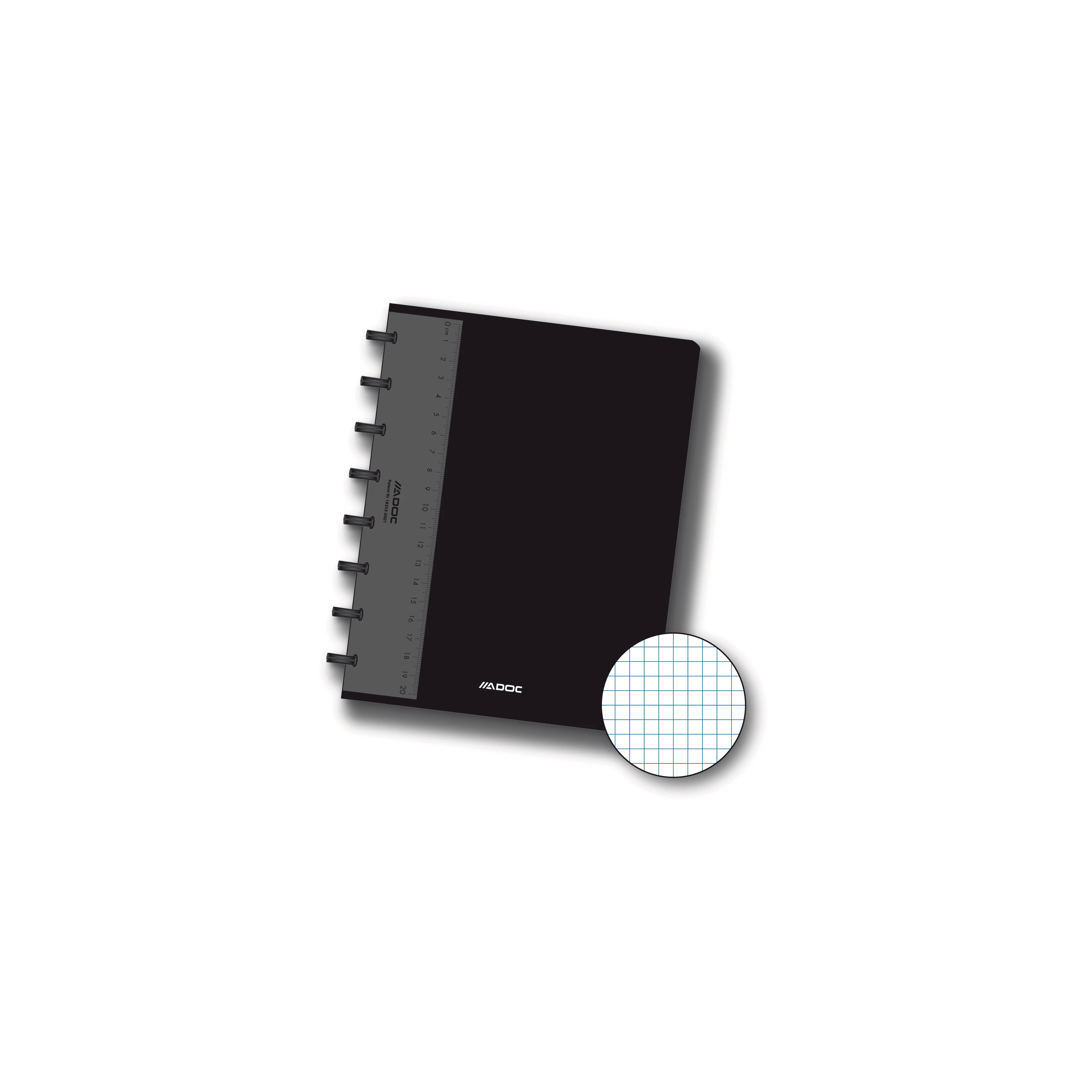ADOC Spiralheft Pap-Ex A5 3099.74 schwarz, kariert, 4mm 72 Blatt