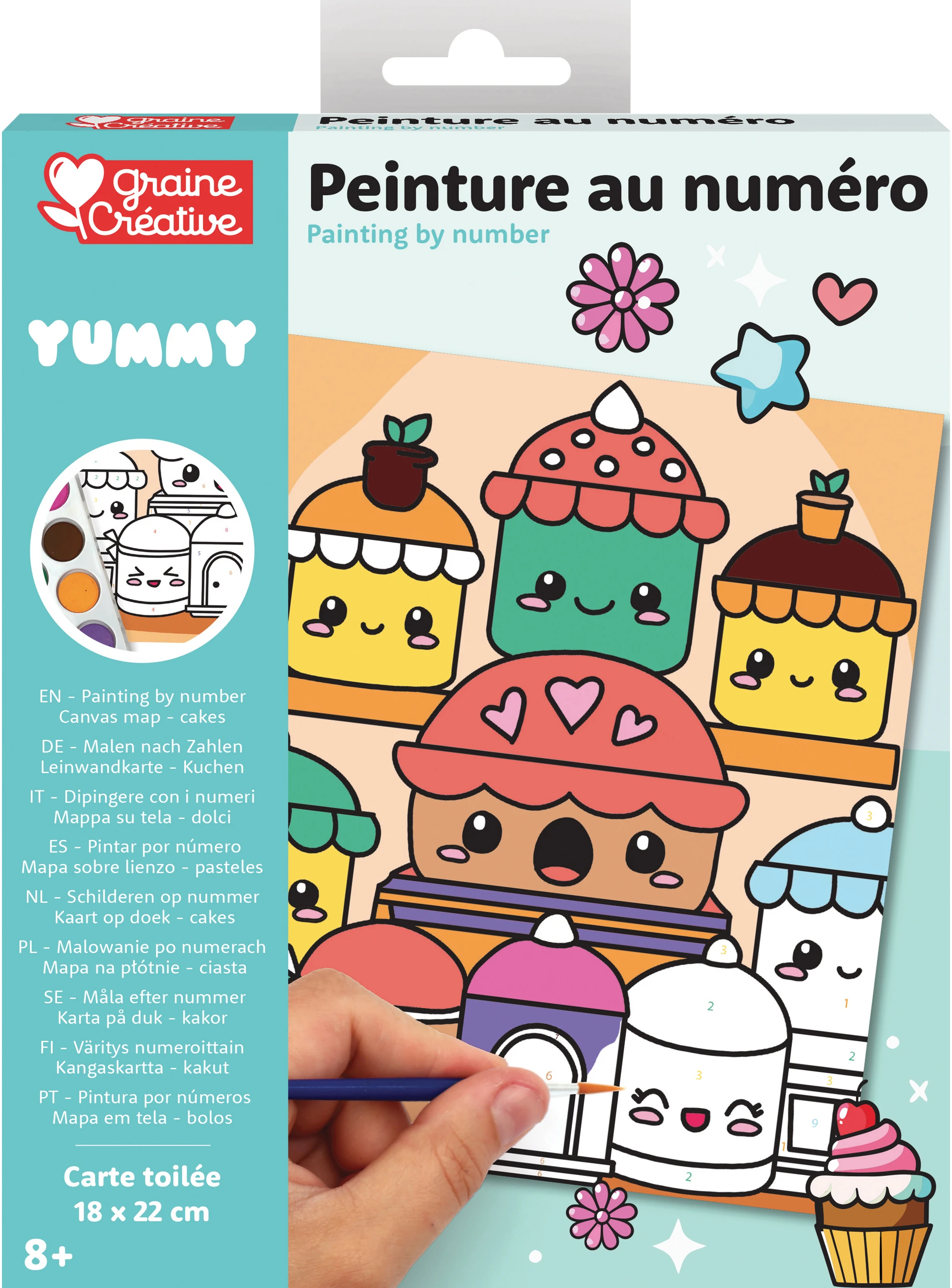 GRAINE CREATIVE Malen nach Zahlen 18x22cm GC-750268 Kawaii Kuchen