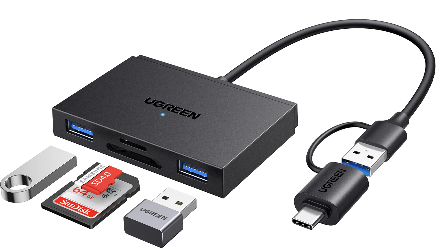 UGREEN 4in1 Card Reader 45167 USB-C3.0&USB-A 3.0,SD,TF
