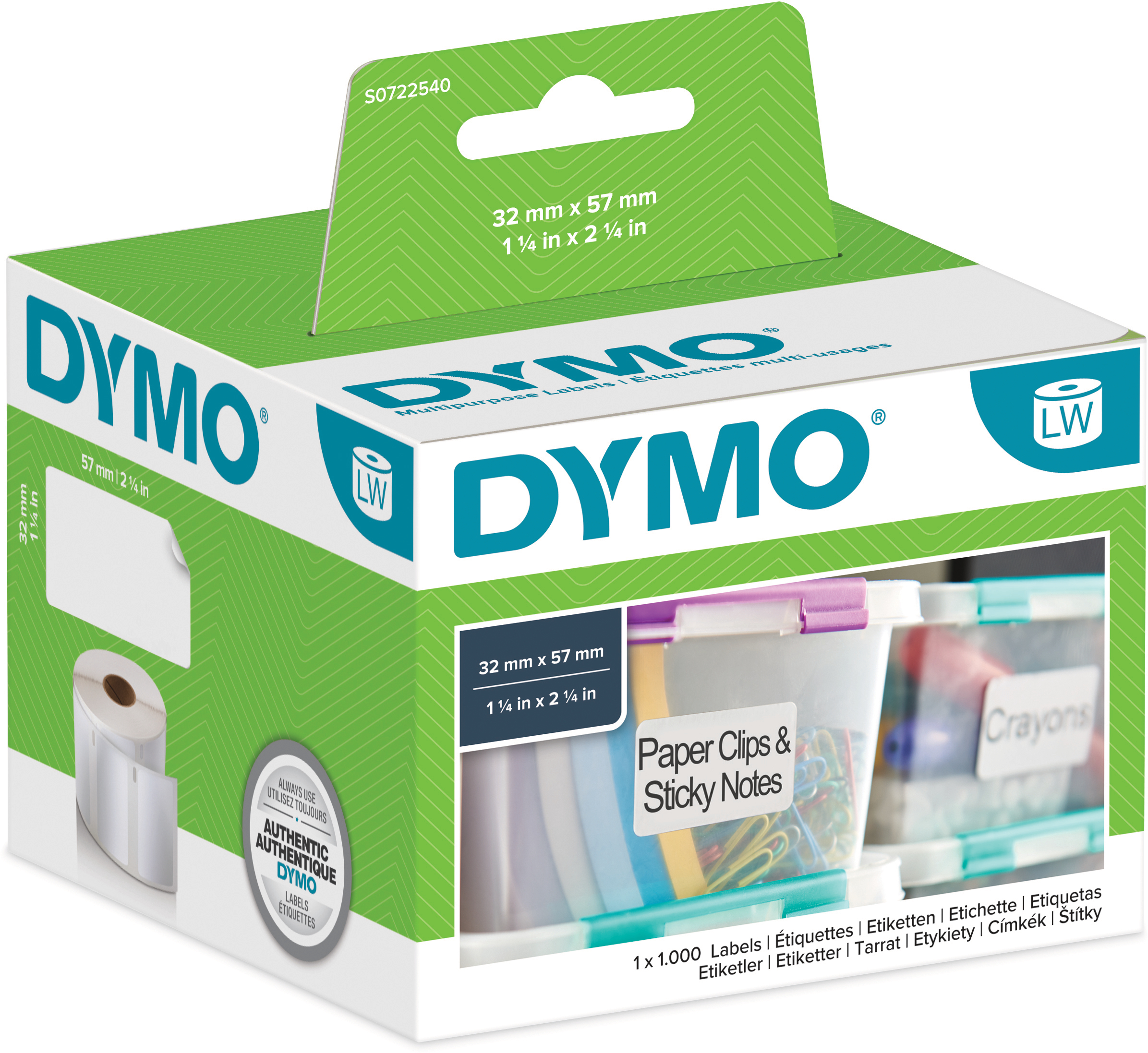 DYMO Universal-Etiketten S0722540 non-perm. 57x32mm 1000 Stück DYMO Universal-Etiketten S0722540 non-perm. 57x32mm 1000 Stück