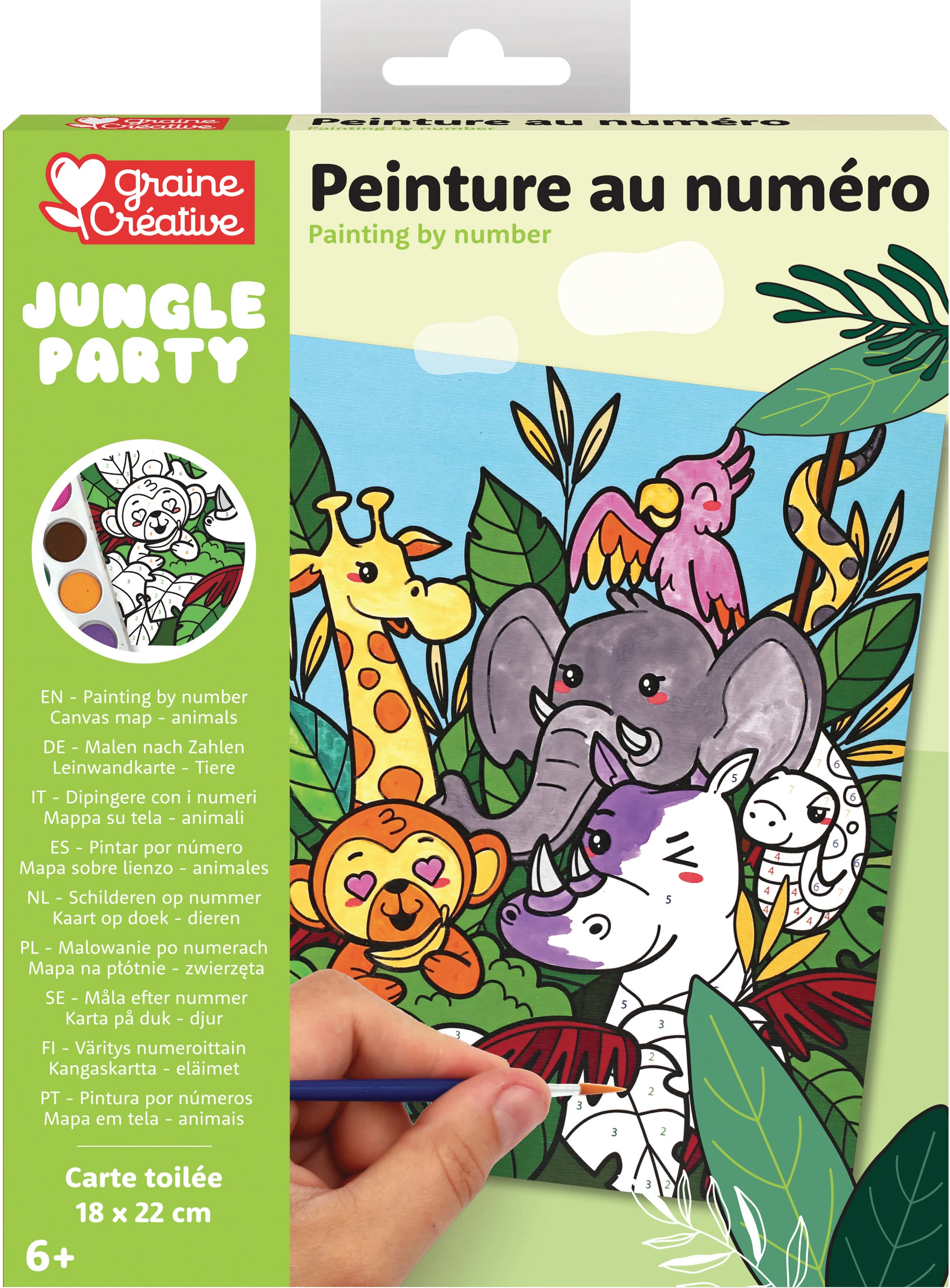 GRAINE CREATIVE Malen nach Zahlen 18x22cm GC-750263 Zoo Tiere