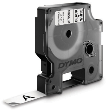 DYMO D1 Vinyl Band 12mmx5,5m 1978364 schwarz/weiss DYMO D1 Vinyl Band 12mmx5,5m 1978364 schwarz/weiss