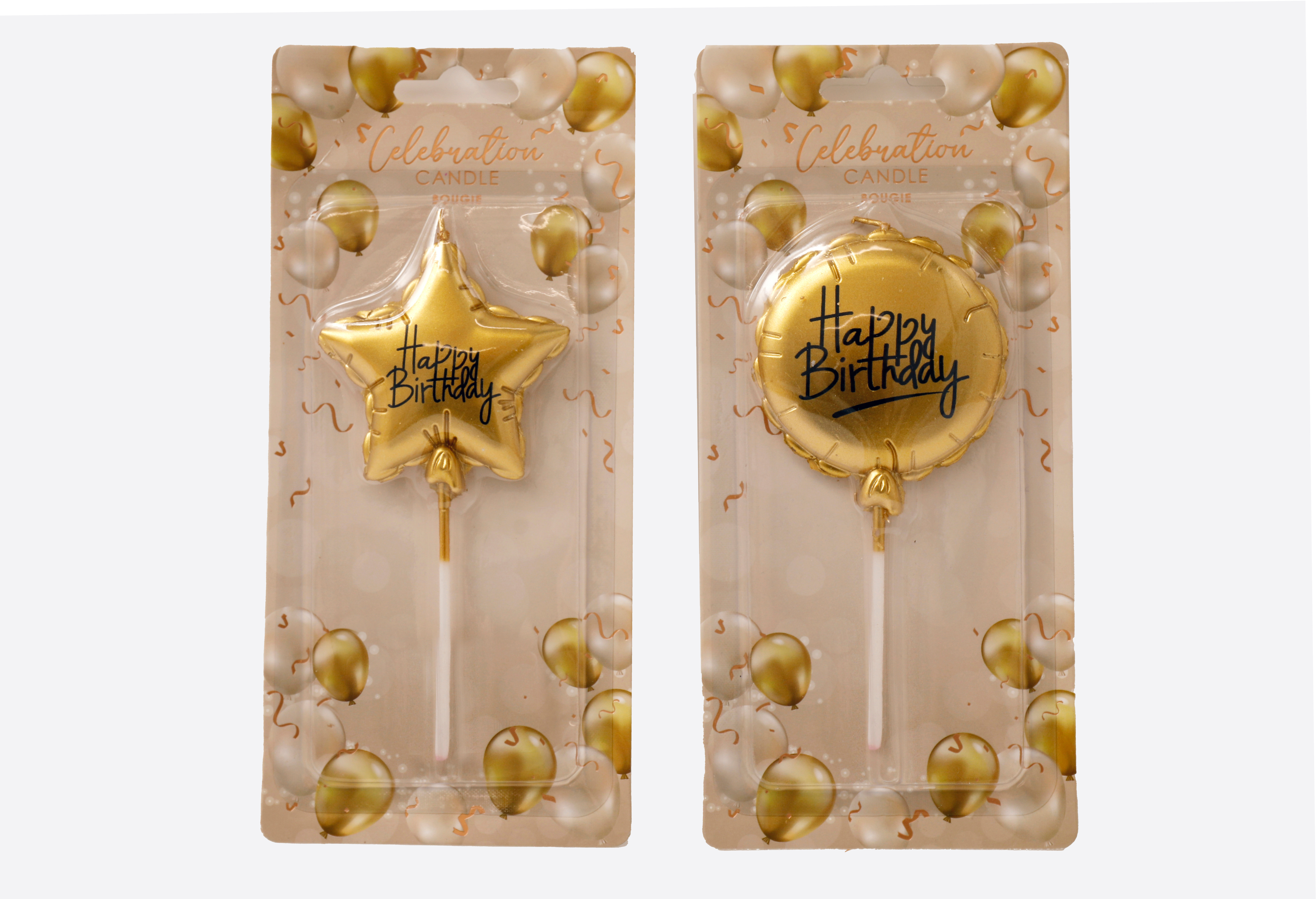 ROOST Kerze Happy Birthday CD6125 Gold, assortiert