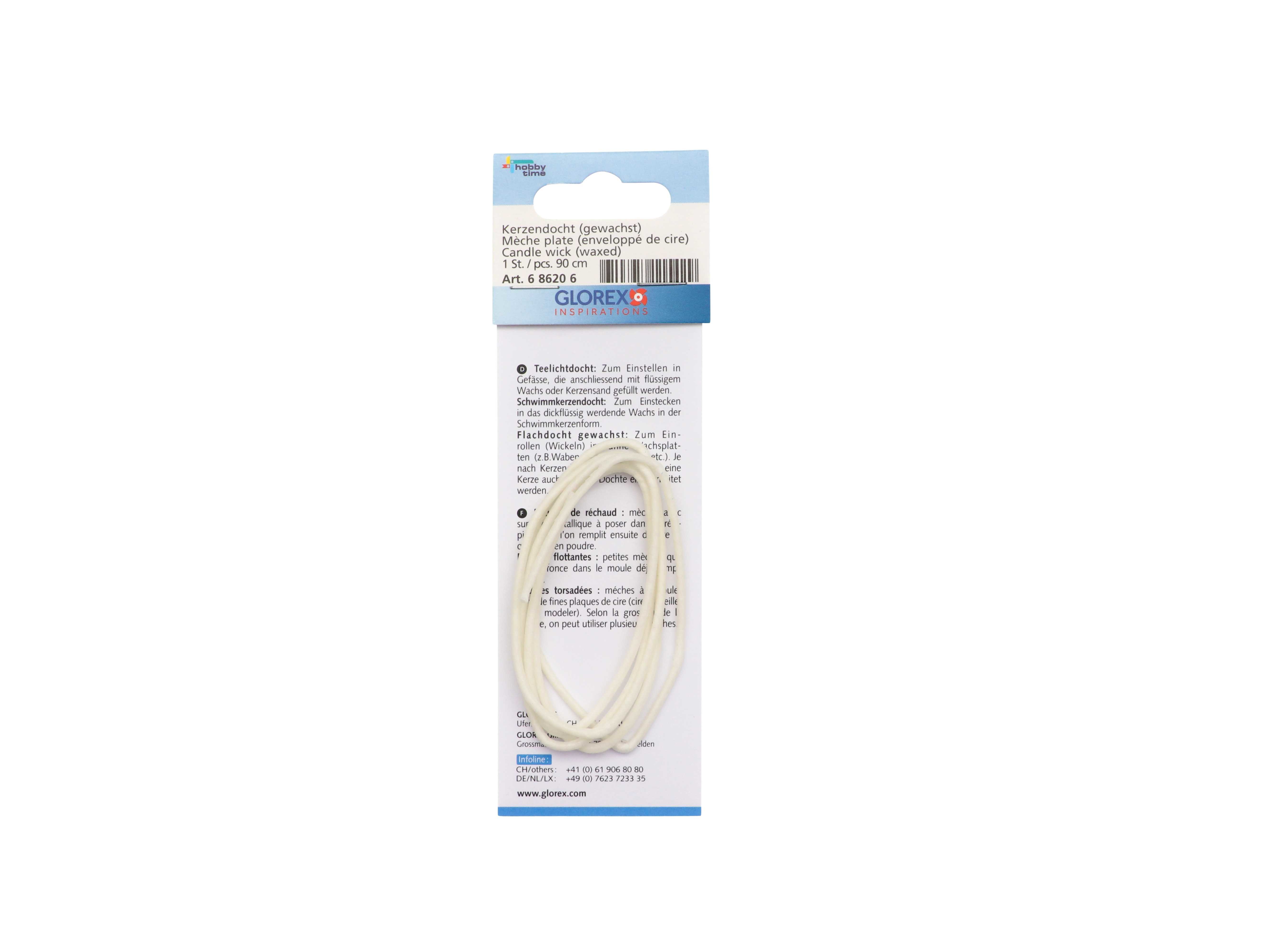 GLOREX Kerzendocht 90cm 686206 gewachst, Flachdocht