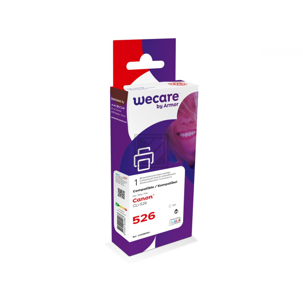 WECARE Tinte rebuilt schwarz CLI-526BKWE zu Canon PIXMA iP 4850 9ml