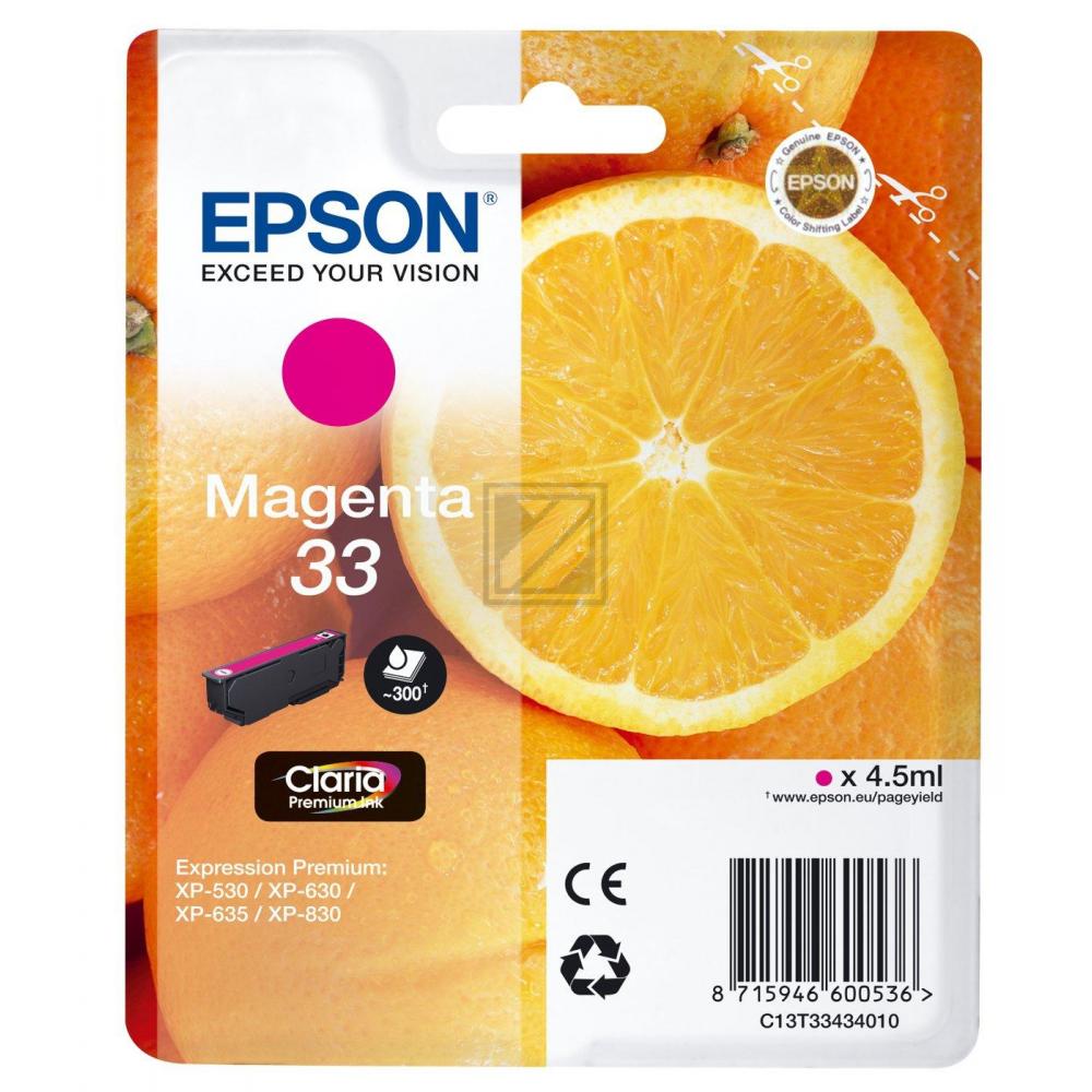 EPSON Tintenpatrone 33 magenta T334340 XP-530/630/830 300 Seiten EPSON Tintenpatrone 33 magenta T334340 XP-530/630/830 300 Seiten