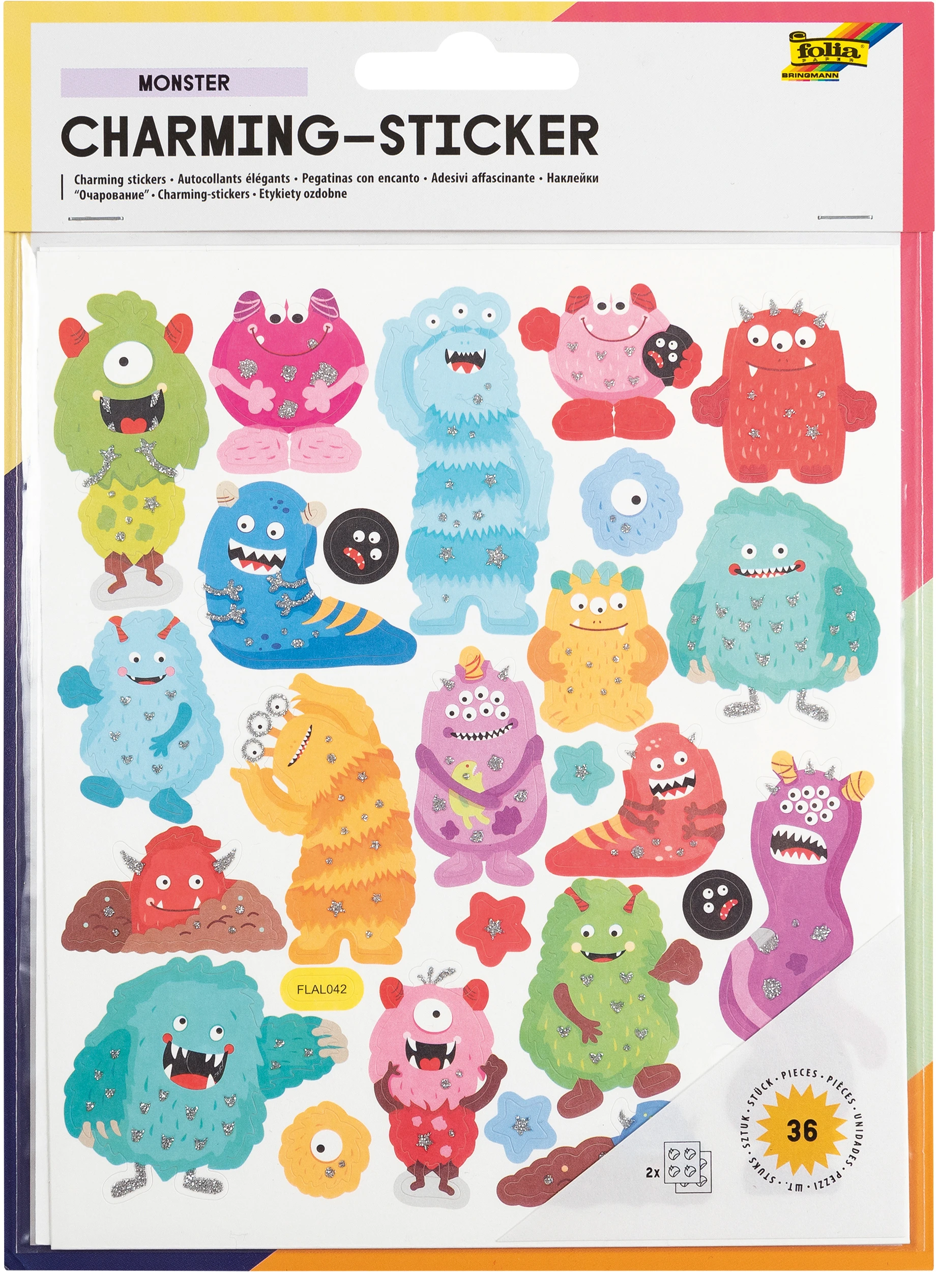 FOLIA Charming-Sticker 18204 Monster 2 Blatt/36 Stück