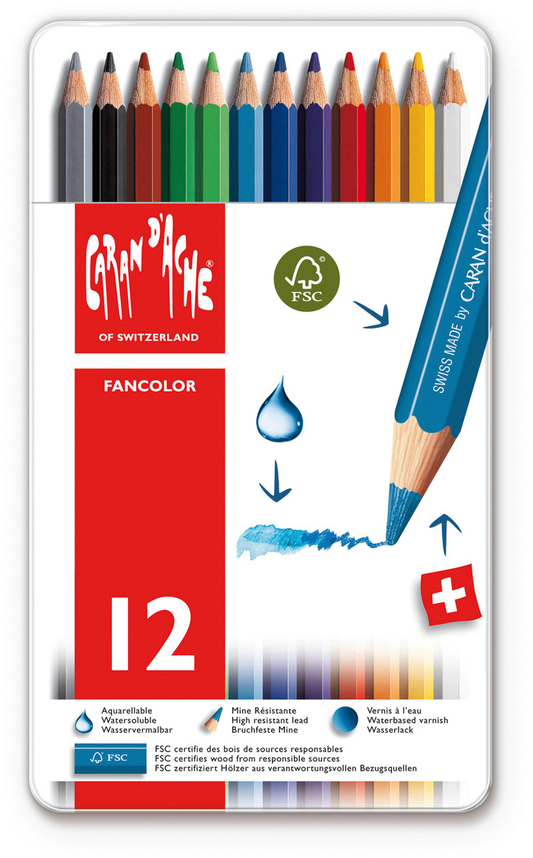 CARAN D'ACHE Farbstifte Fancolor 1288.312 12 Farben