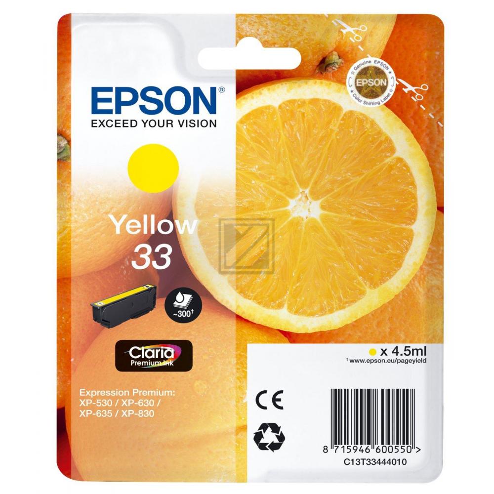 EPSON Tintenpatrone 33 yellow T334440 XP-530/630/830 300 Seiten
