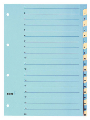 BIELLA Kartonregister 210g A4 46244200U blau/gelb 1-20