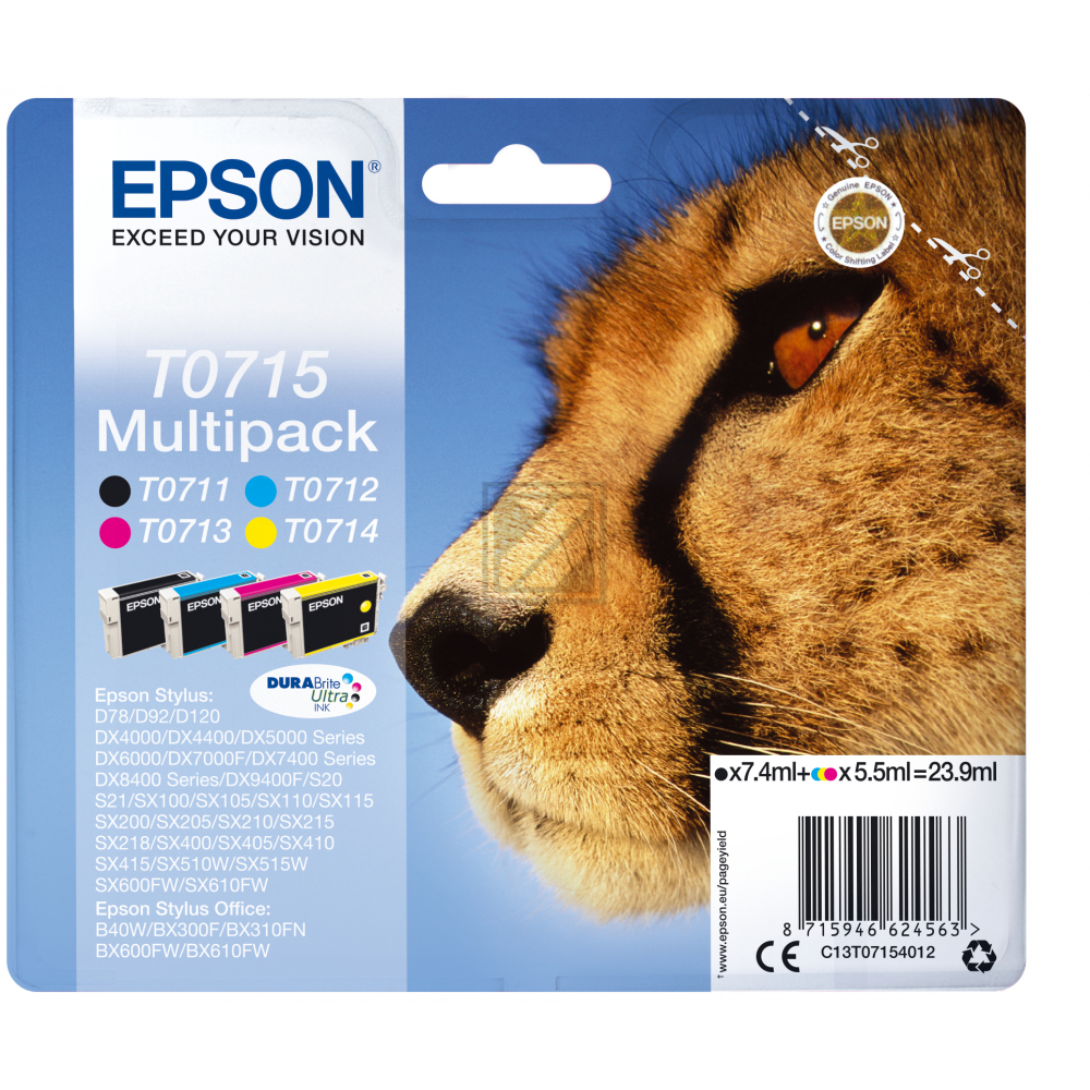EPSON Multipack Tinte CMYBK T071540 Stylus DX4000 5.5/7.4ml EPSON Multipack Tinte CMYBK T071540 Stylus DX4000 5.5/7.4ml