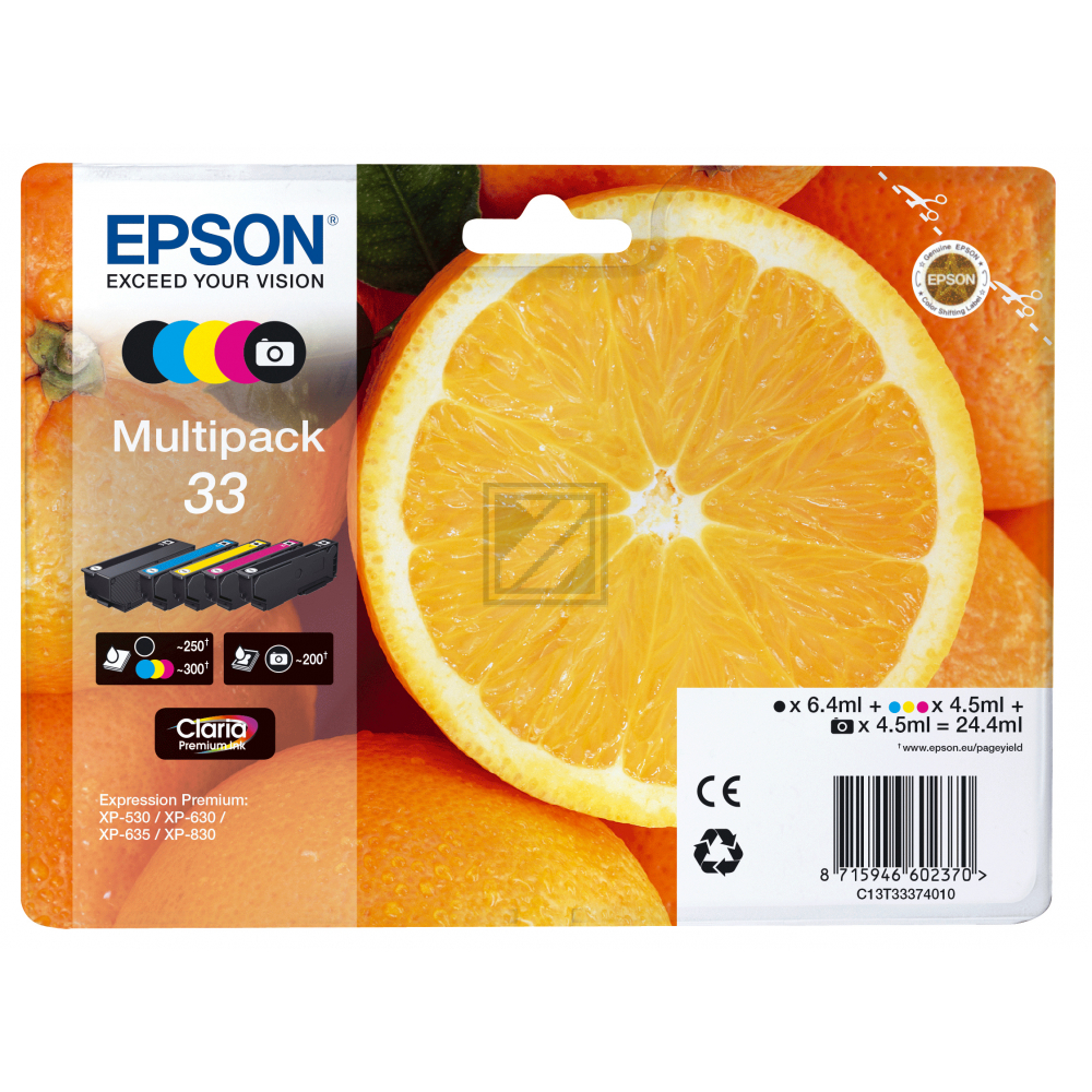 EPSON Multipack Tinte 33 CMYBK/PhBK T333740 XP-530/630/830 5-color
