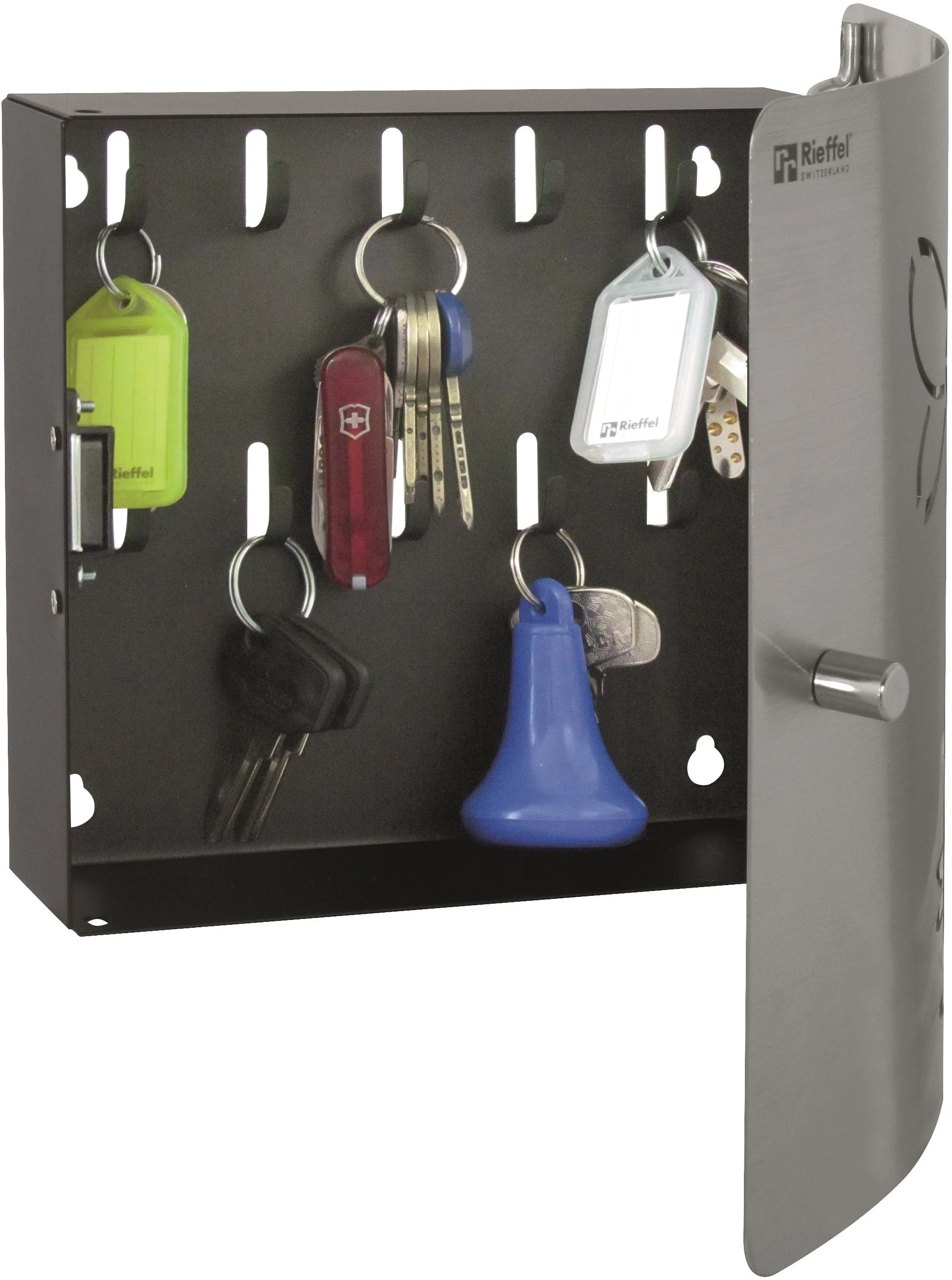 RIEFFEL SWITZERLAND Schlüsselkasten A13358 silber 10 Schlüssel