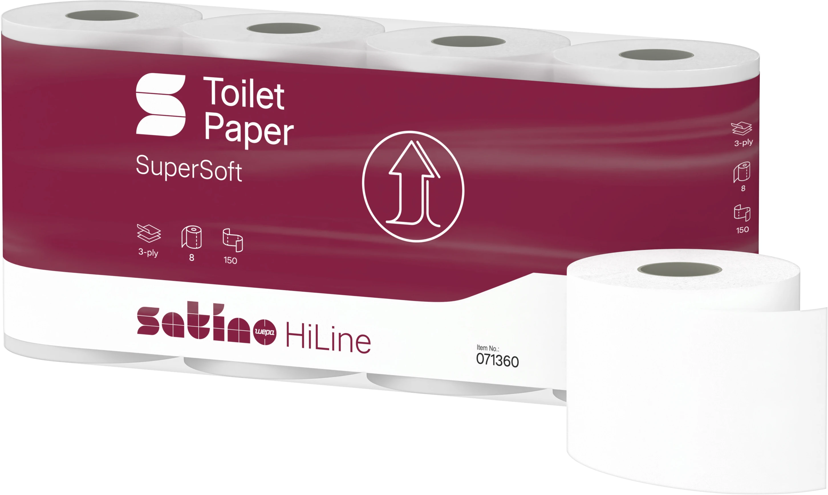 SATINO Toilettenpapier HiLine 071360 150 Coupons, 8 Rollen
