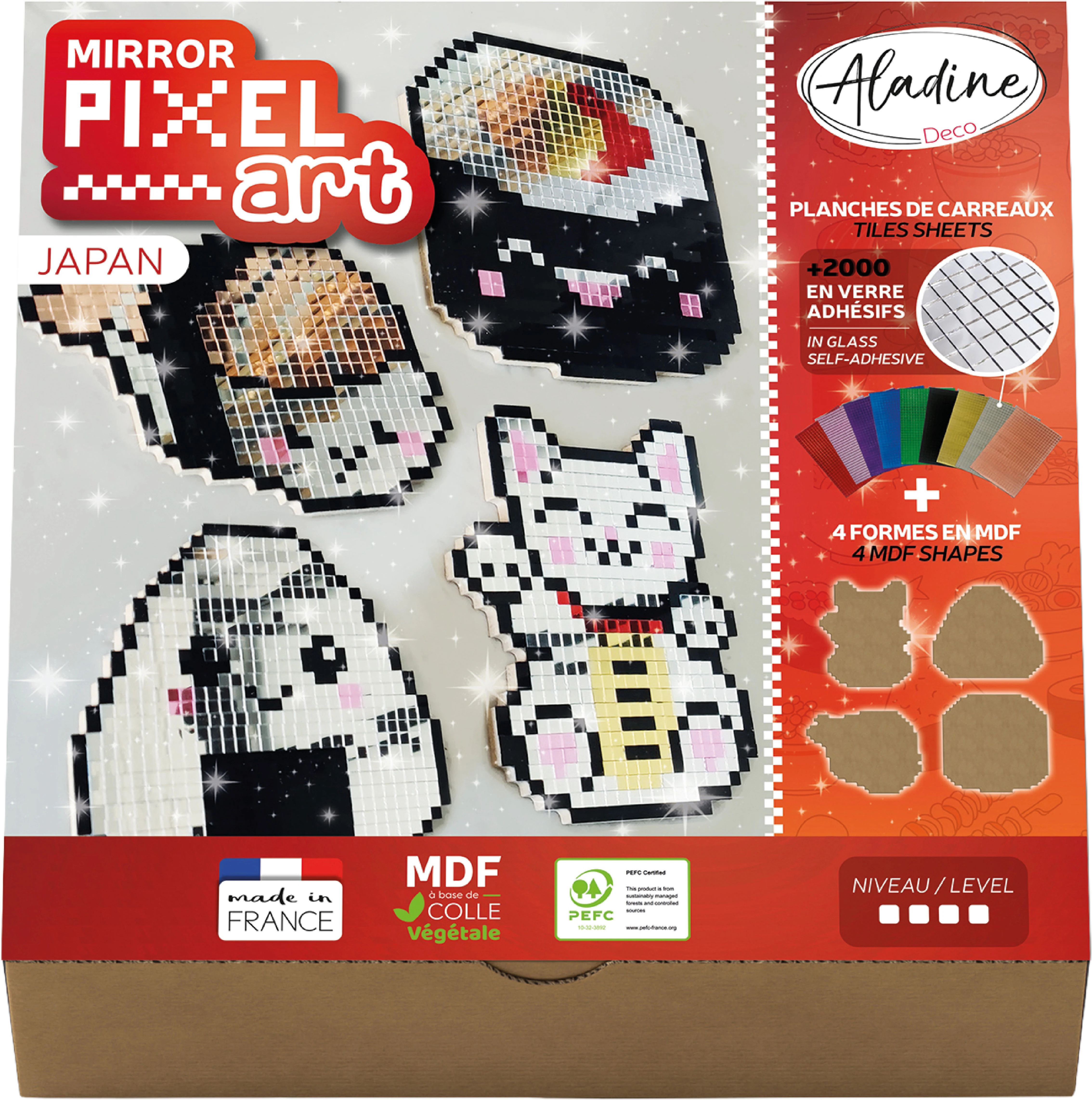 ALADINE Pixel Art Set Japan 85626 Spiegel-Mosaik 4 Stück