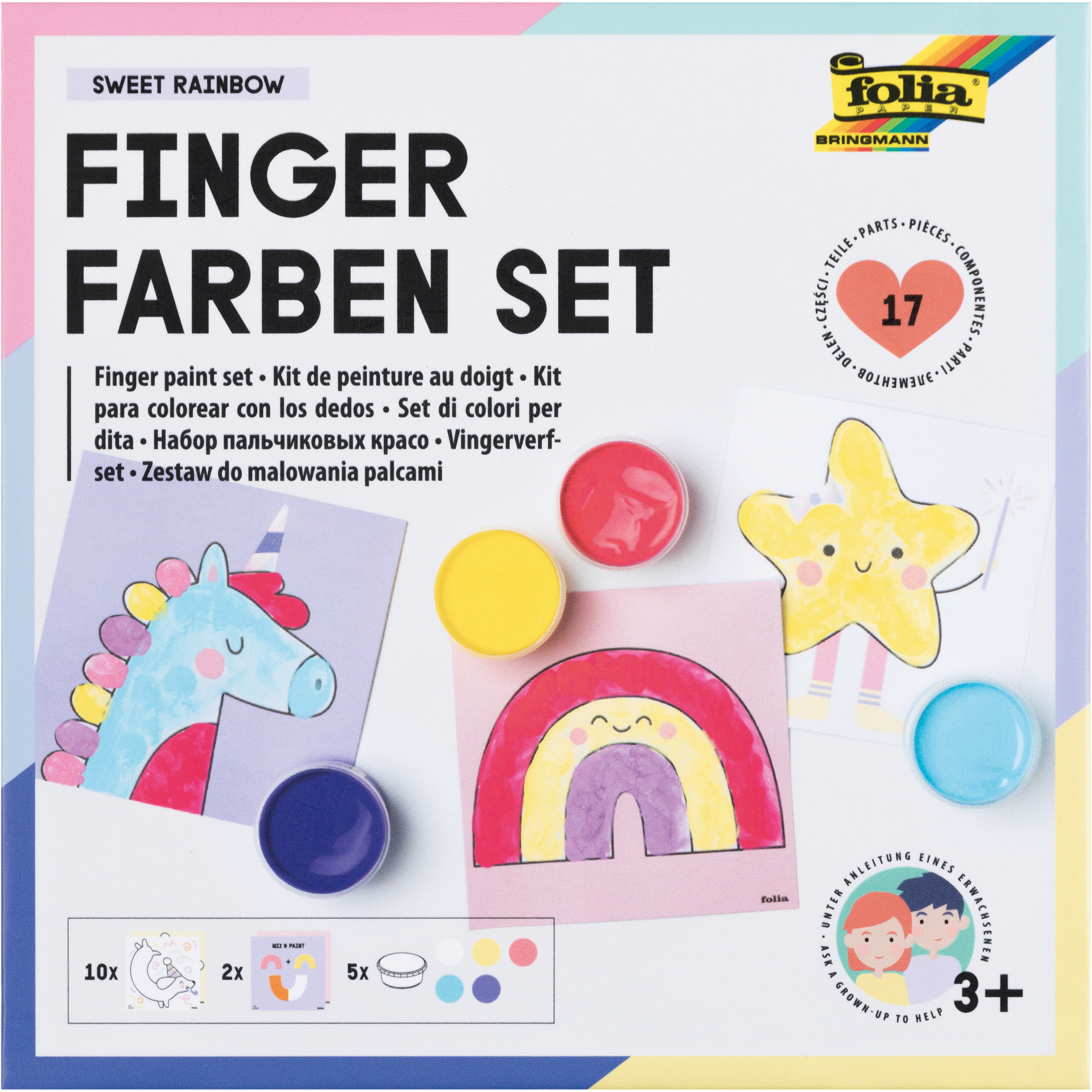 FOLIA Fingerfarben Sweet Rainbow 48211 5 Farben