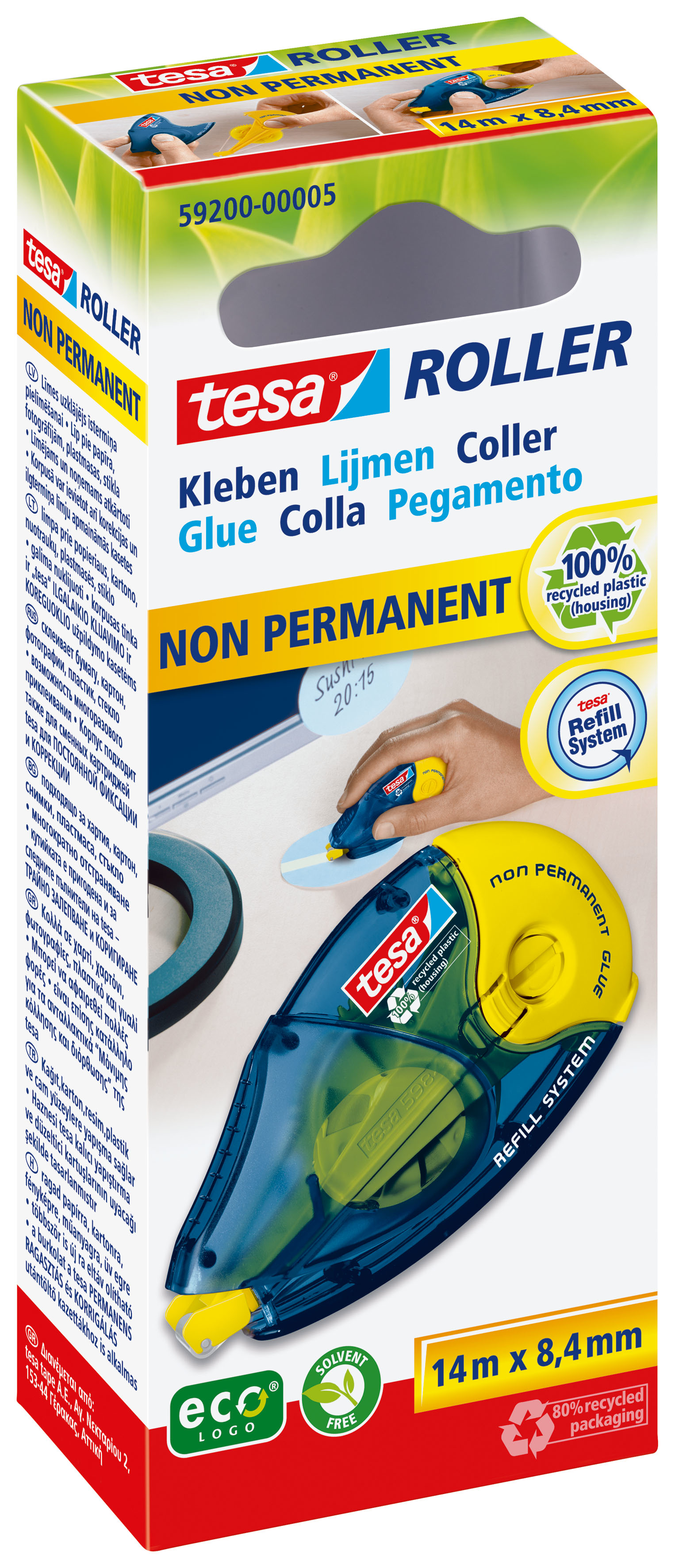 TESA Kleberoller Non-Permanent 592000000 transparent 8.4mmx14m
