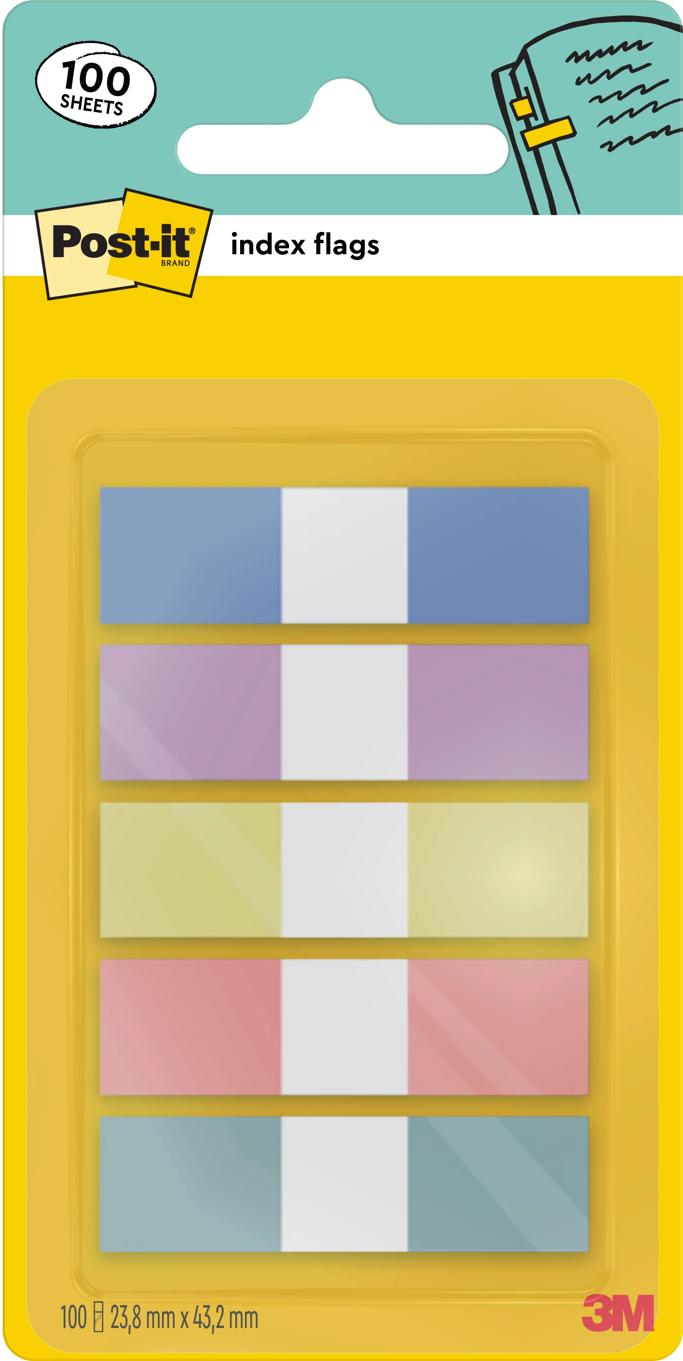 POST-IT Haftstreifen Index 11.9x43.2mm 683-5PASTEL Mini, pastell 5x20 Blatt