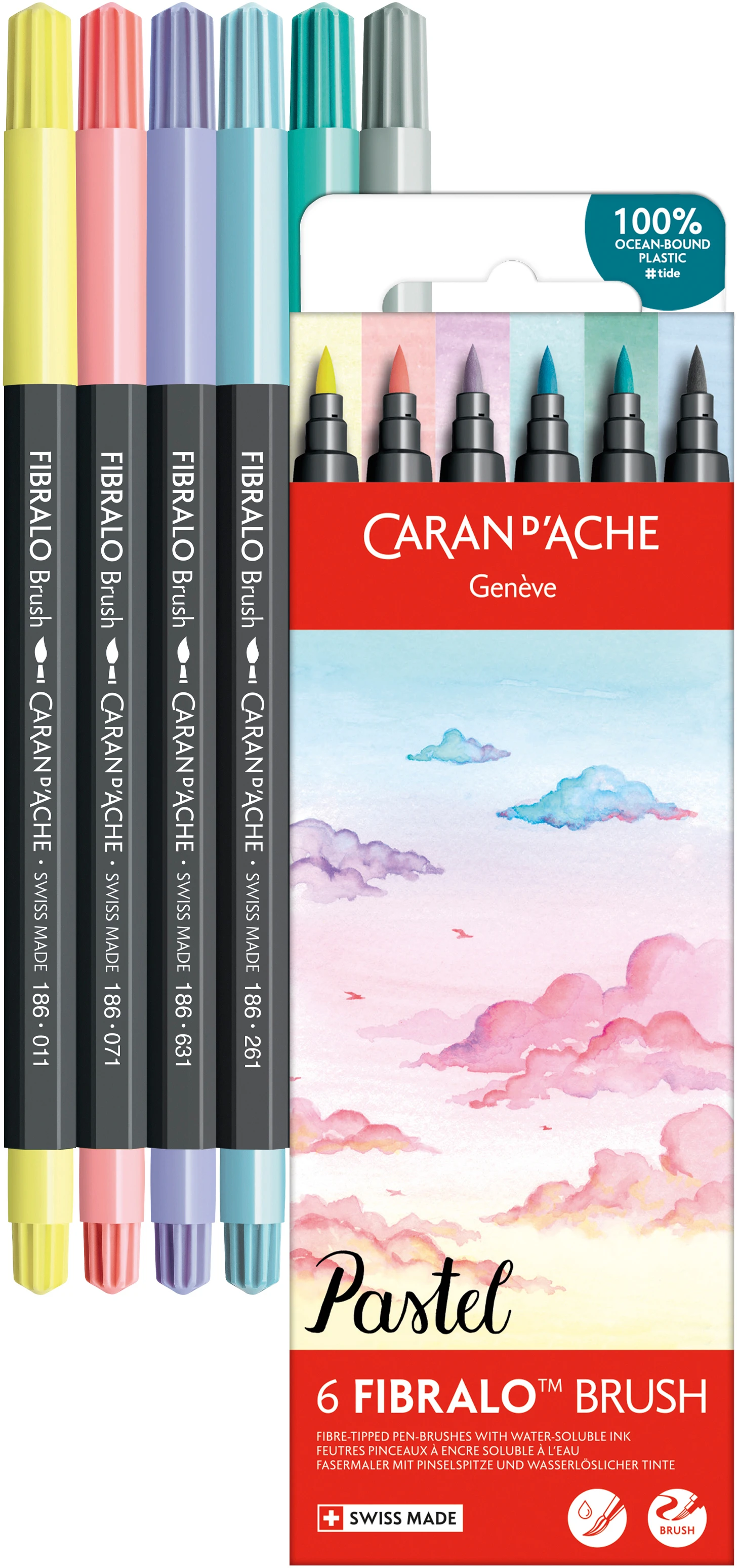 CARAN D'ACHE Classic Fibralo Brush 0.5-5mm 186.802 Pastel 6 Stück