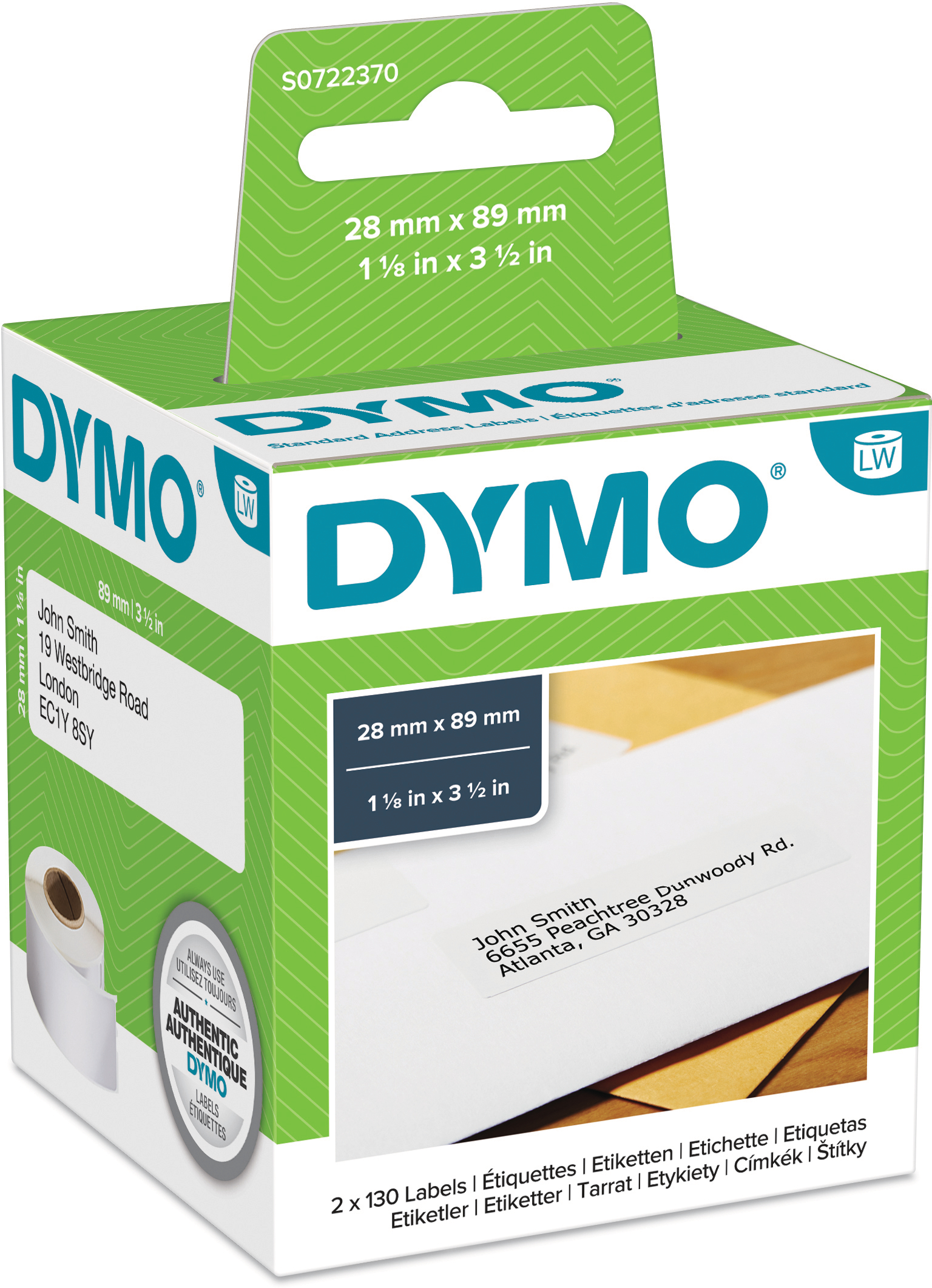 DYMO Adress-Etiketten S0722370 perm.89x28mm 260 Stück DYMO Adress-Etiketten S0722370 perm.89x28mm 260 Stück