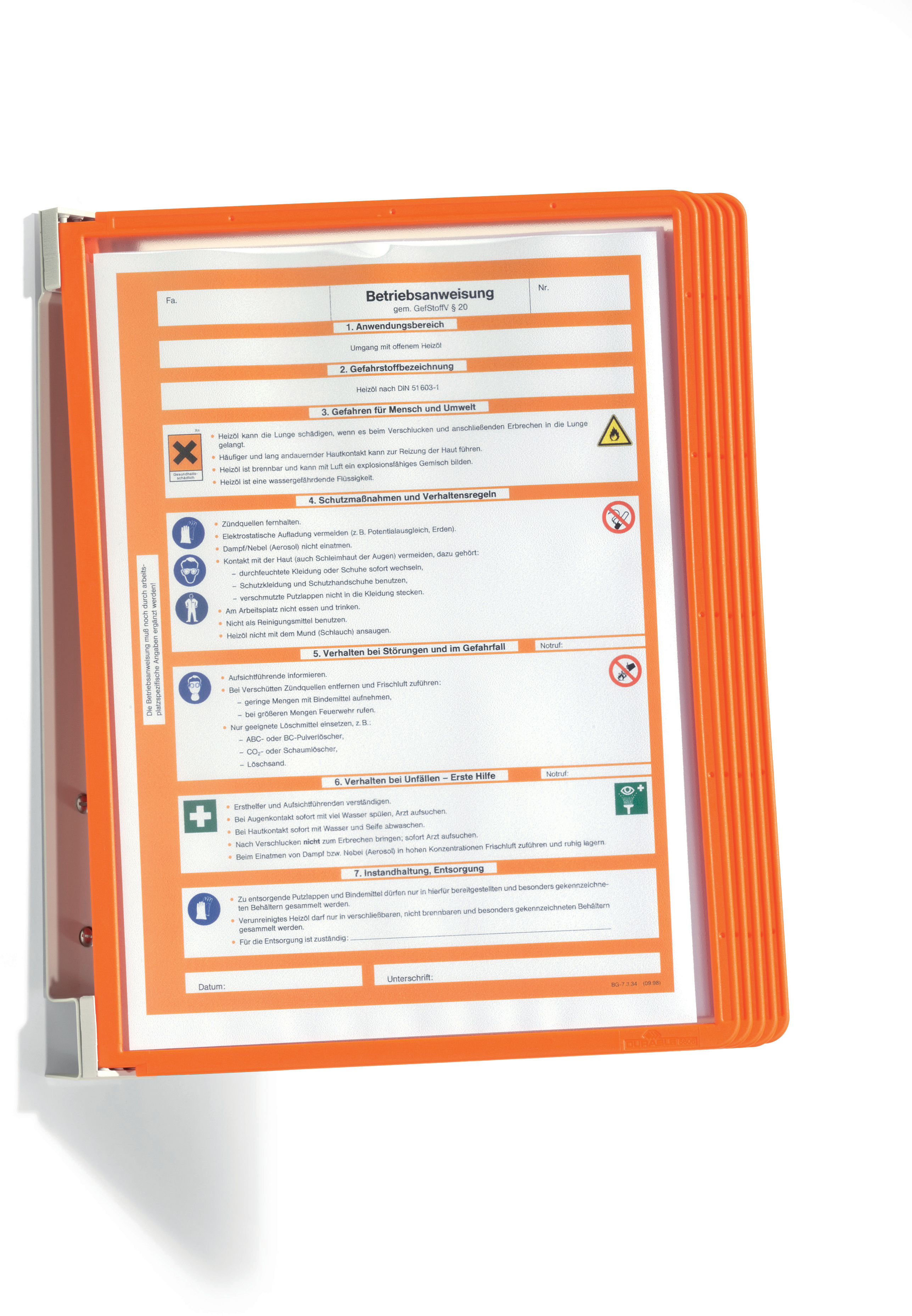 DURABLE Sichttafelsystem VARIO Wall5 555109 orange mit 5 Sichttafeln