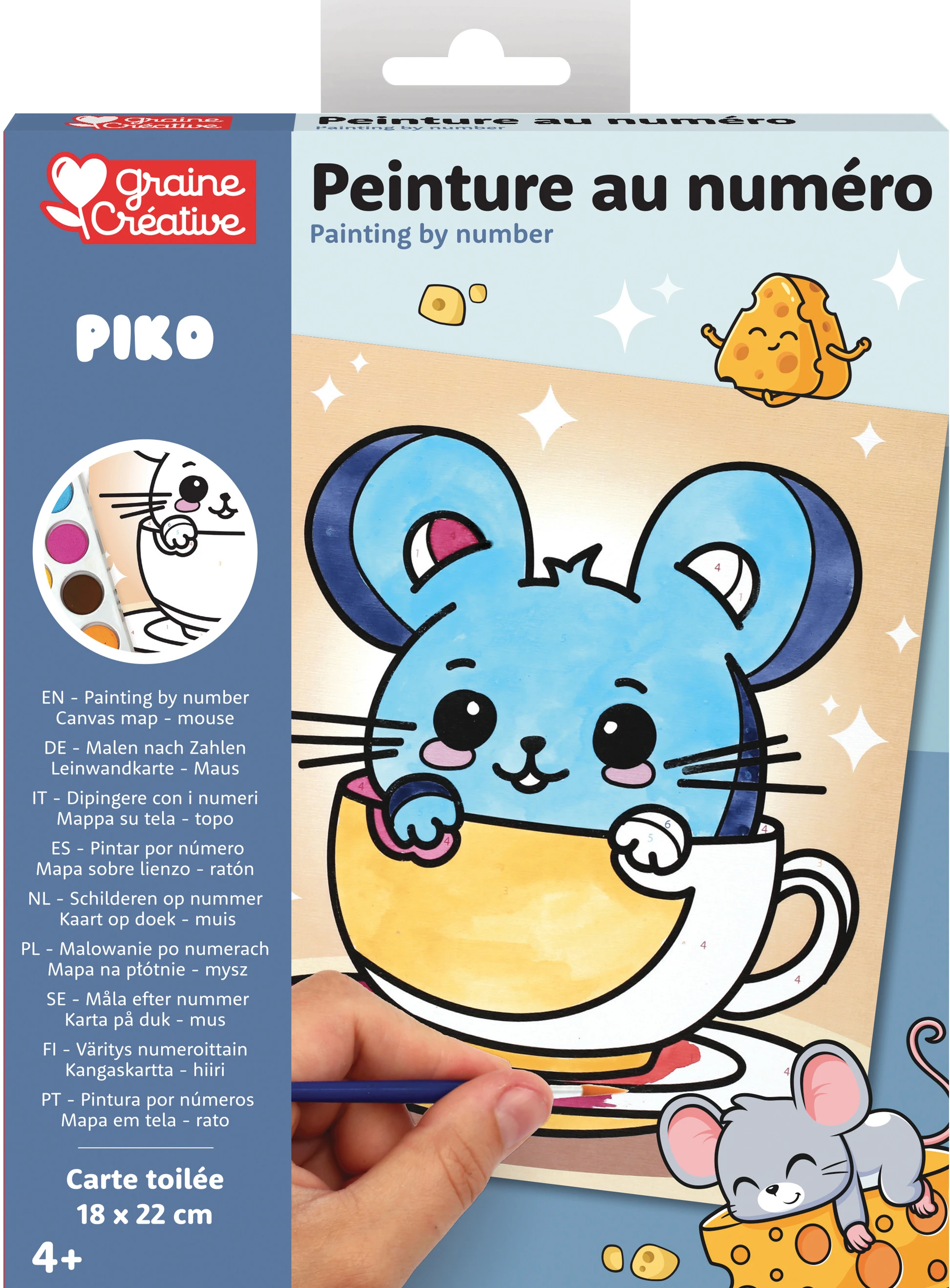 GRAINE CREATIVE Malen nach Zahlen 18x22cm GC-750262 Mäuse