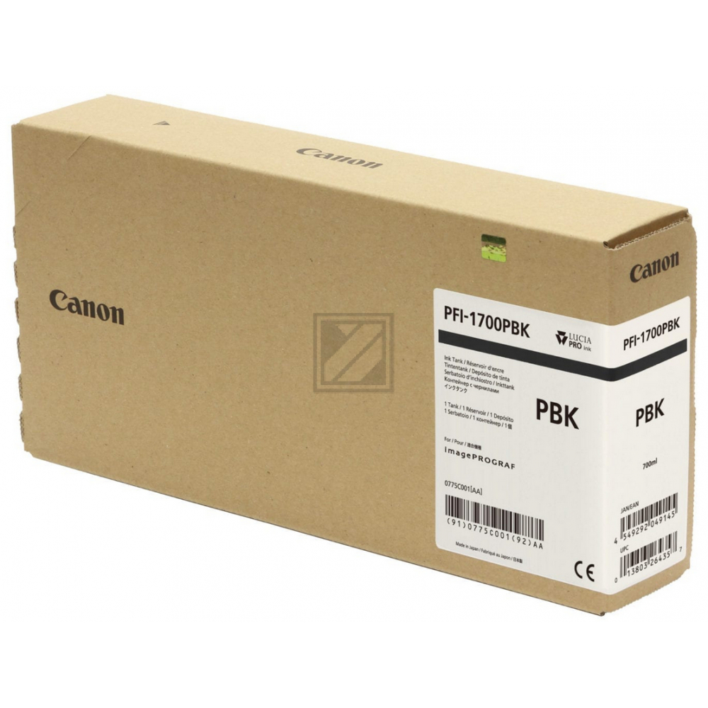 CANON Tintenpatrone photo schwarz PFI1700PB iPF PRO-2000/PRO-6000S 700ml CANON Tintenpatrone photo schwarz PFI1700PB iPF PRO-2000/PRO-6000S 700ml