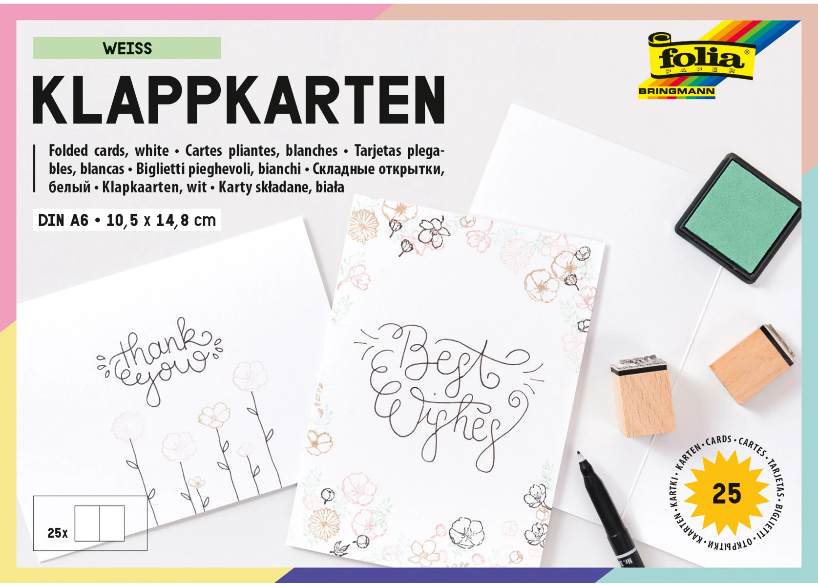 FOLIA Klappkarten A6 8759 weiss 25 Stück