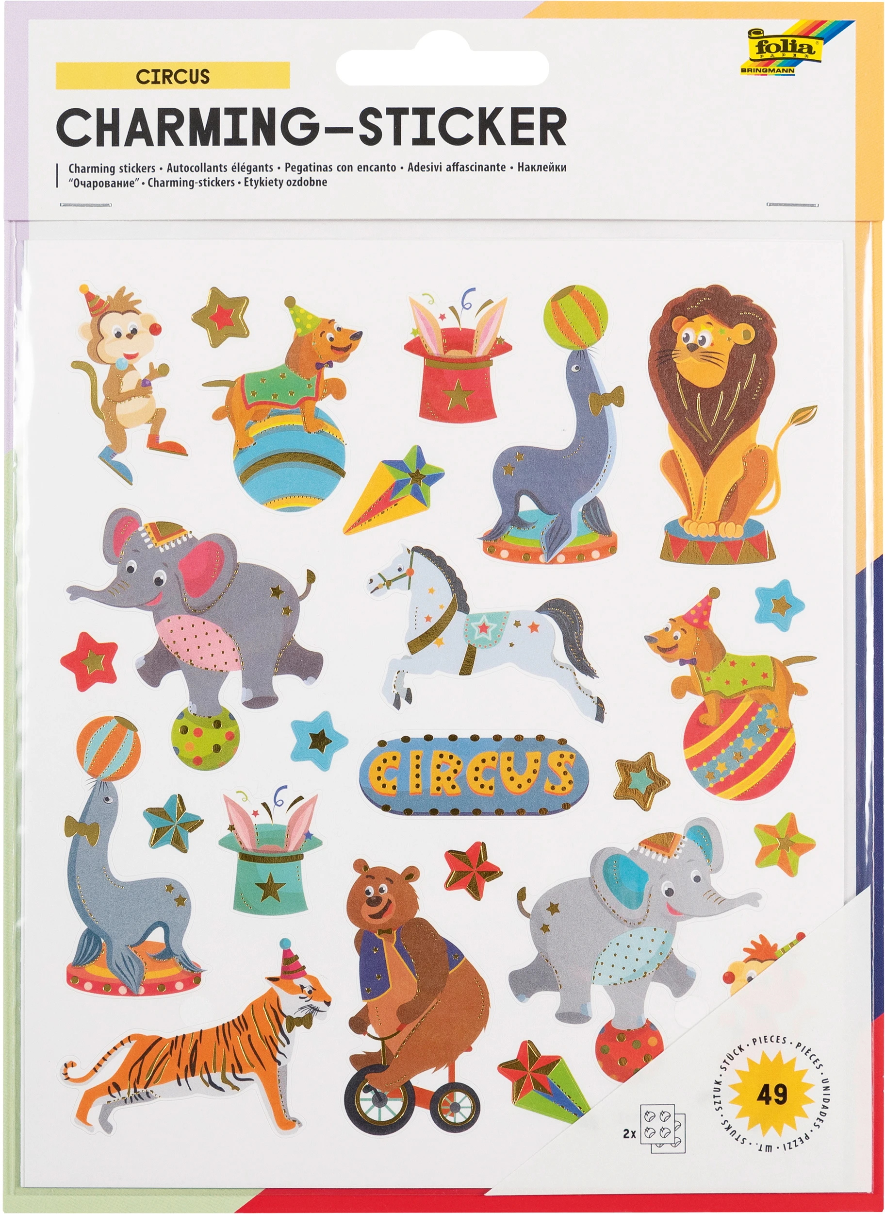 FOLIA Charming-Sticker 18201 Circus 2 Blatt/49 Stück