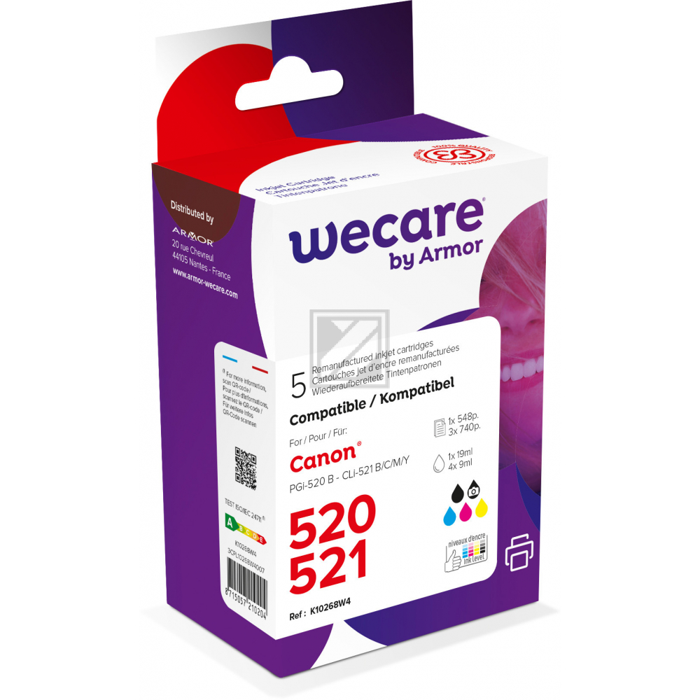 WECARE Multi rebuilt 520/521 BKCMY CLI-521PACKWE z.Canon PIXMA MP 980 19/4x9ml WECARE Multi rebuilt 520/521 BKCMY CLI-521PACKWE z.Canon PIXMA MP 980 19/4x9ml