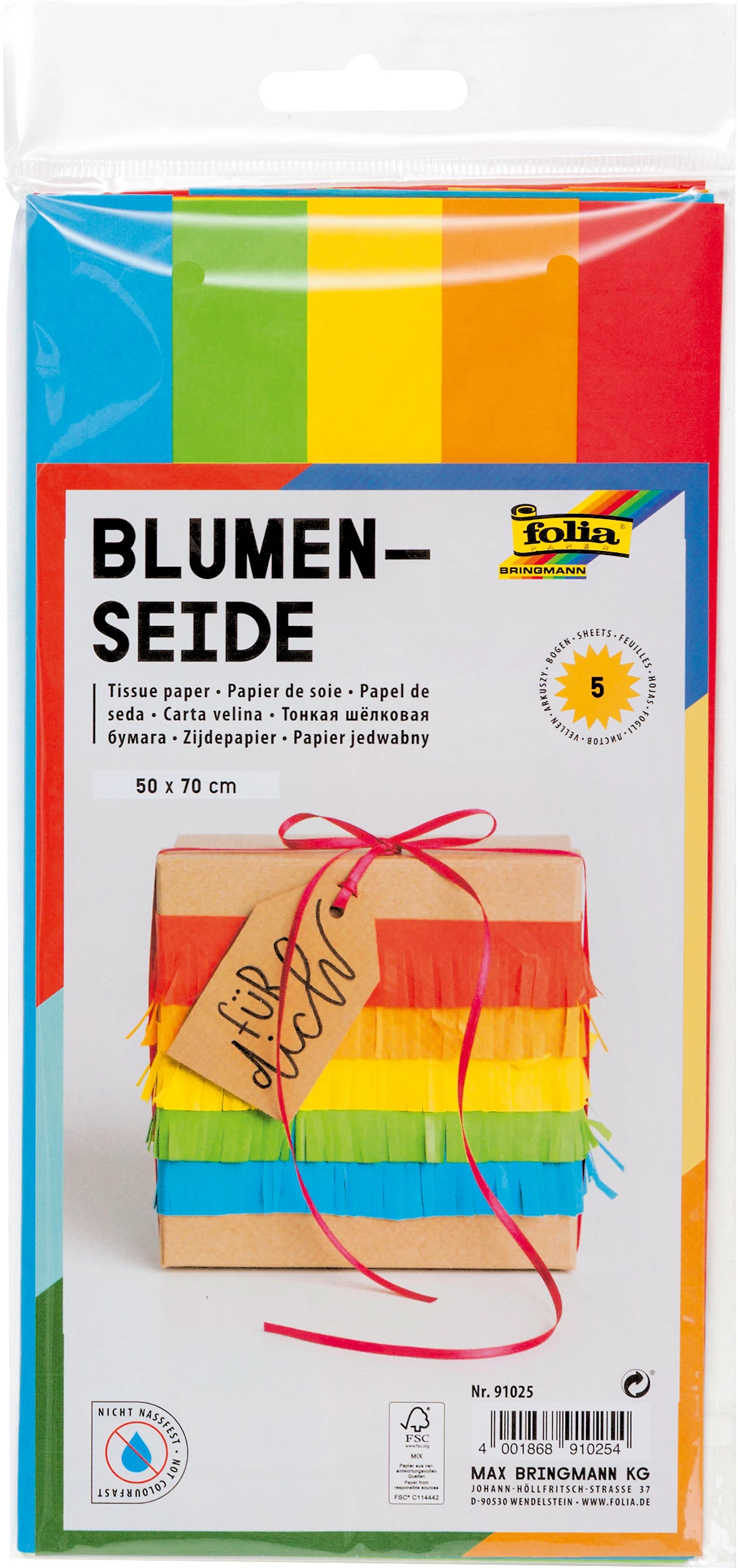 FOLIA Blumenseide 50x70 cm 91025 Basic 5 Bogen