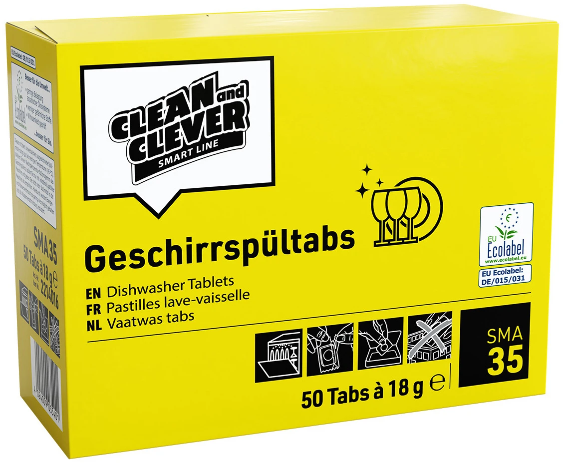 CLEAN AND CLEVER Geschirrspültabs SMA35 39795 50 Tabs à 18g