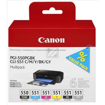 CANON Multipack Tinte PGBK/CMY/BK/GY PGCL550/1 PIXMA MG6350 15/7ml