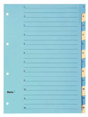 BIELLA Kartonregister 210g A4 46244100U blau/gelb 1-12