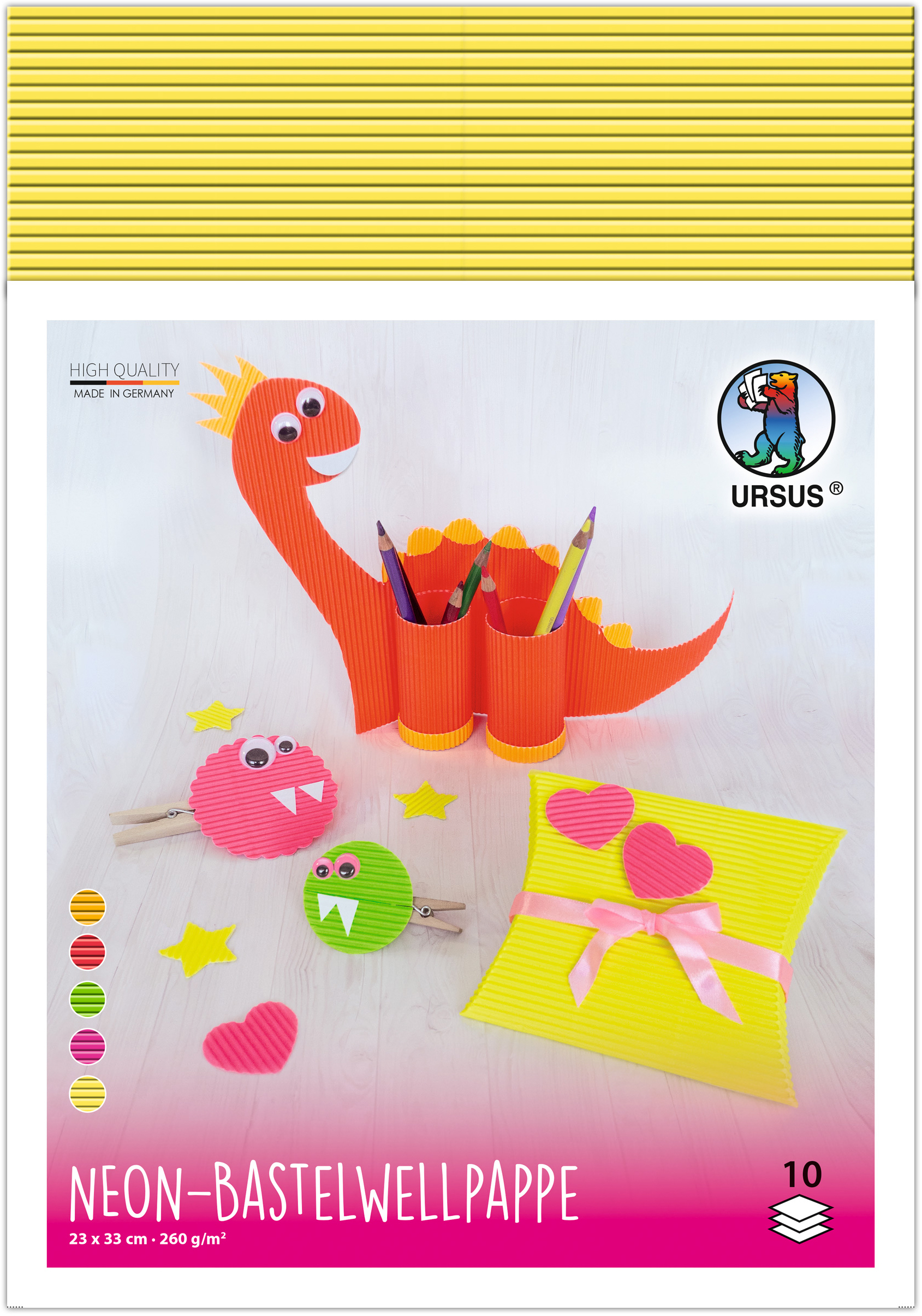 URSUS Wellkarton 23x33cm 10310099 neon assortiert 10 Blatt