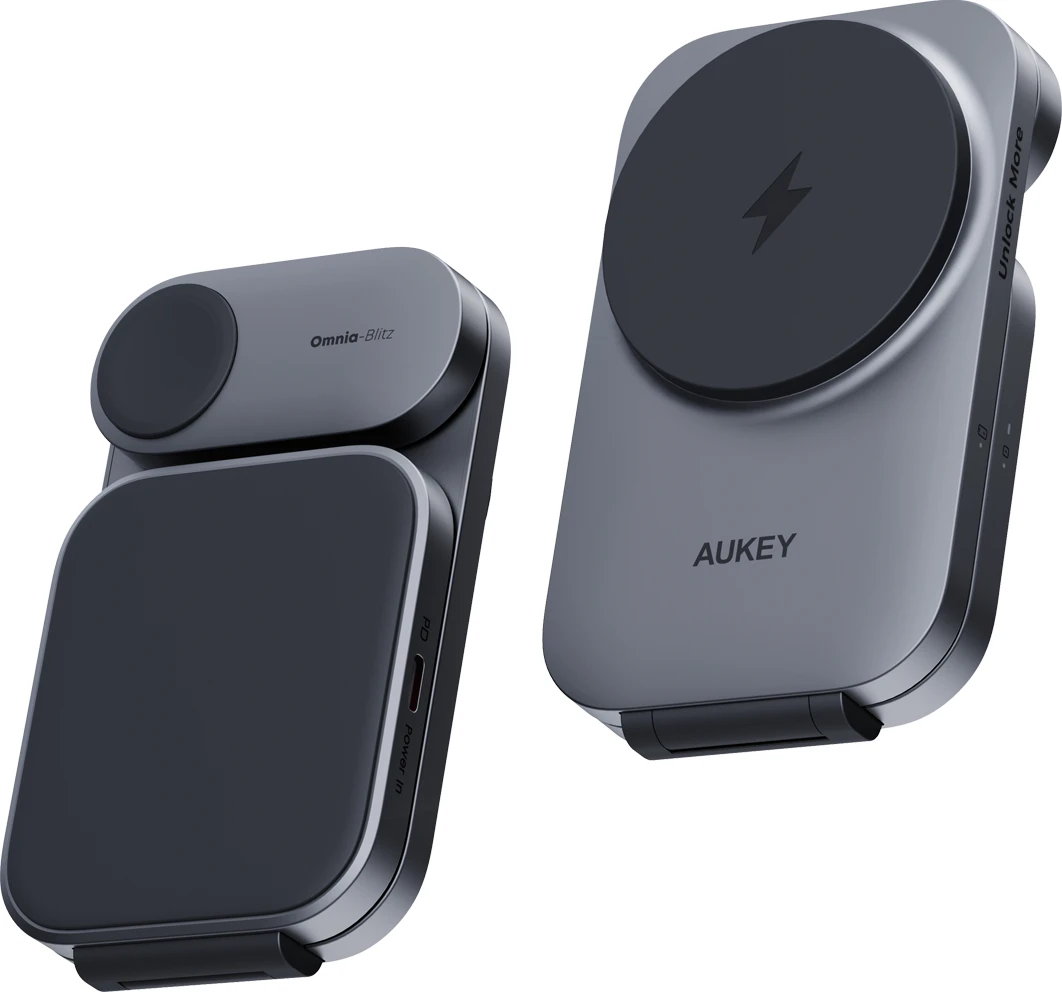 AUKEY MagFusionZ 3-IN-1 foldable LC-MC312P Wirel.Charger 25W Qi2.2,Bl..