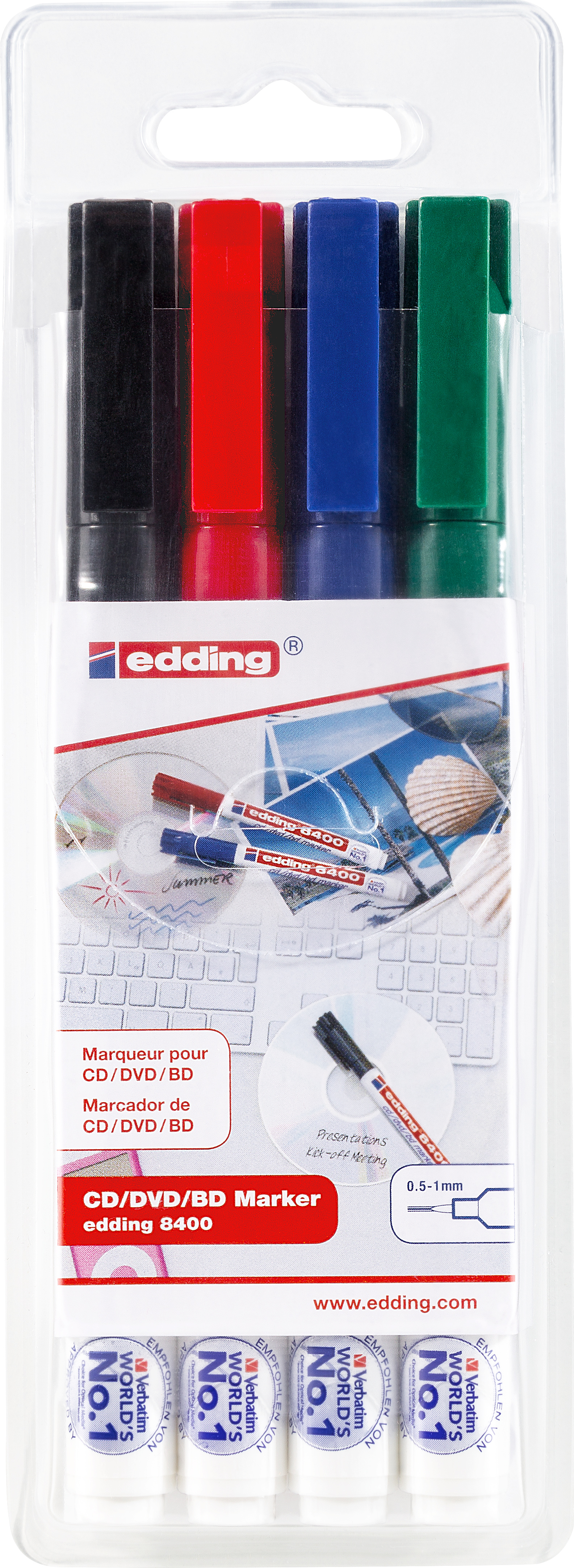 EDDING CD-Marker 8400 0,5-1mm 8400-E4 4er Etui