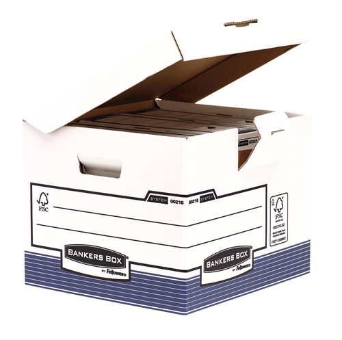 FELLOWES BankersBox Klappdeckel Cube 0021601 weiss/blau 35x28x35cm