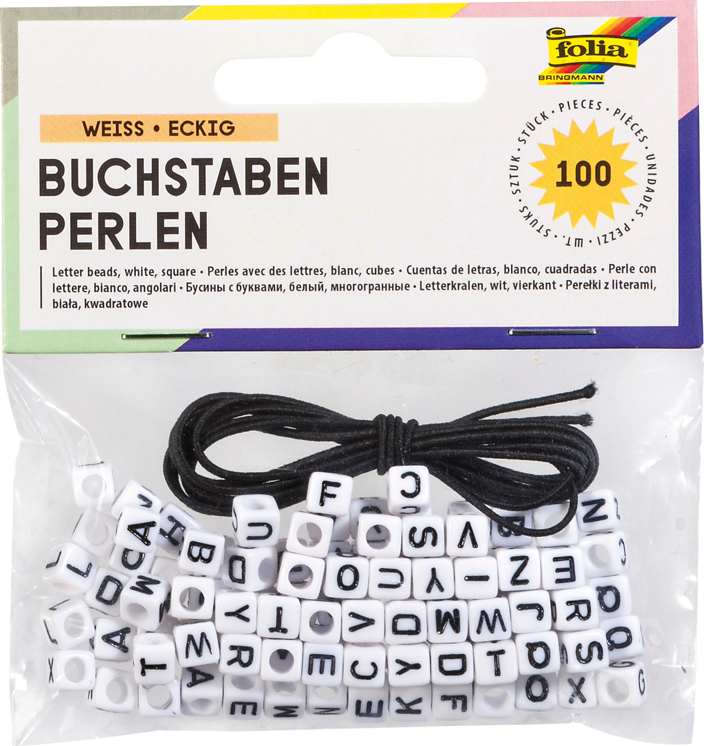 FOLIA Buchstabenperlen 33903 weiss 100 Stück
