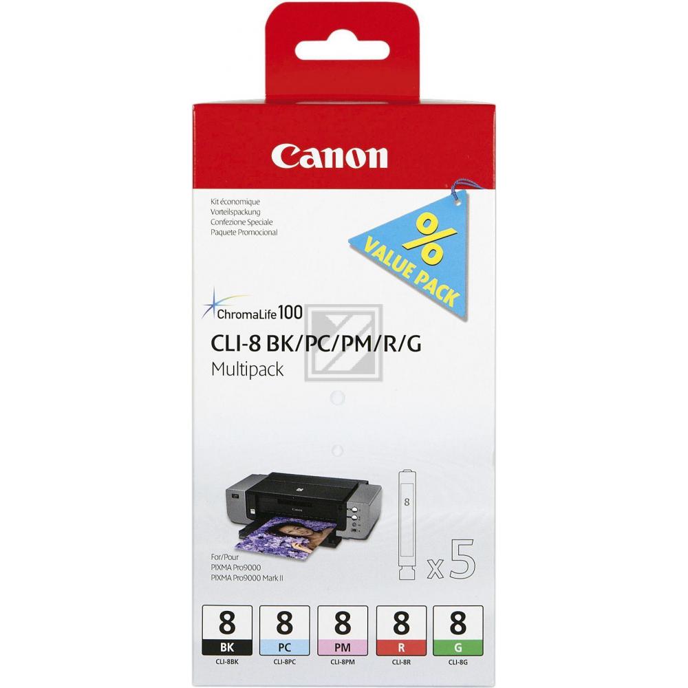 CANON Multipack Tinte BK/PC/PM/R/G CLI-8MULTI PIXMA iP 5200 5 Stück