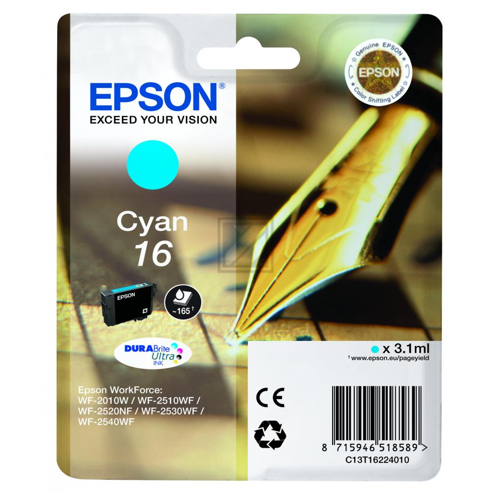 EPSON Tintenpatrone 16 cyan T162240 WF 2010/2540 165 Seiten EPSON Tintenpatrone 16 cyan T162240 WF 2010/2540 165 Seiten