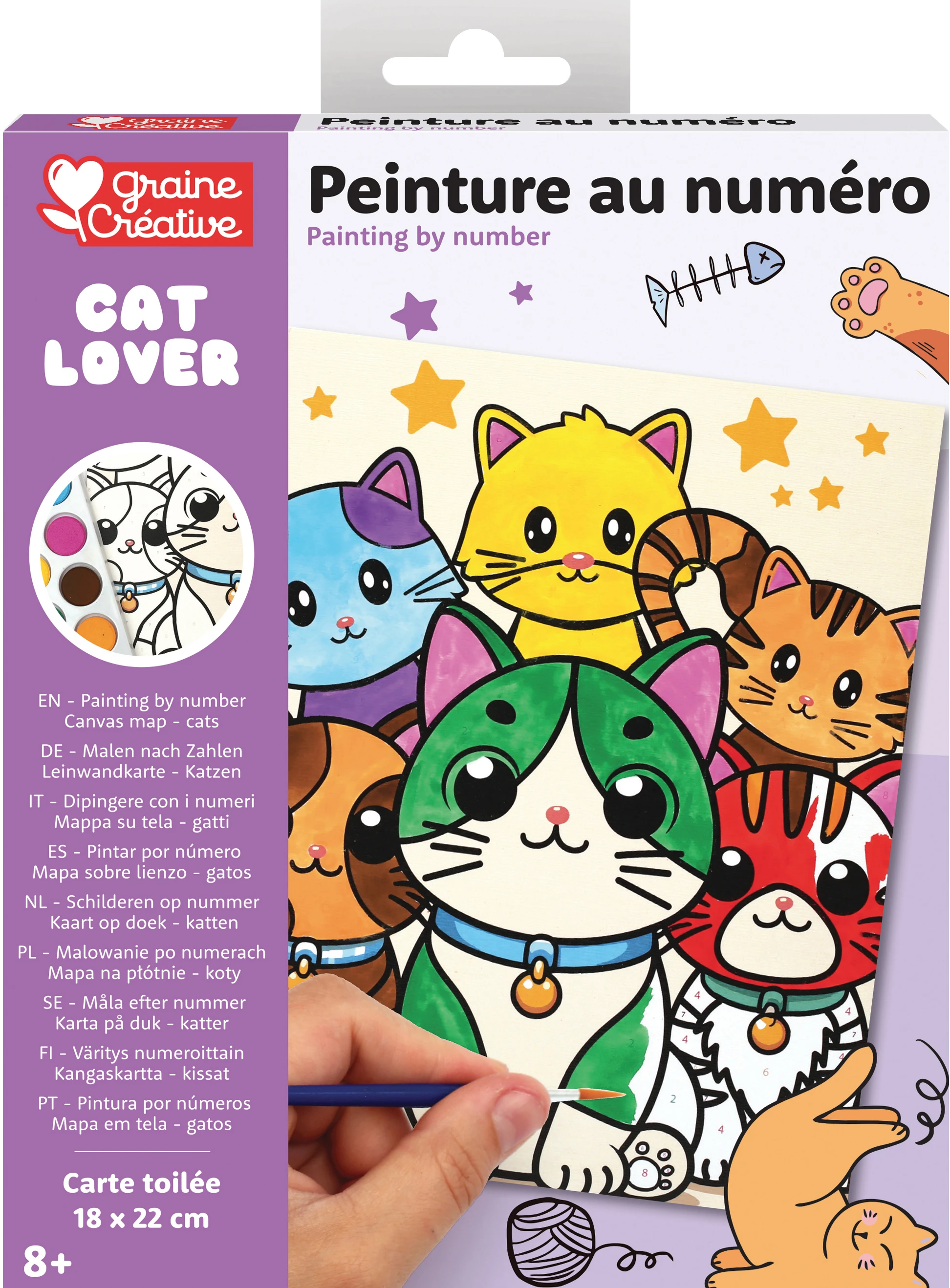 GRAINE CREATIVE Malen nach Zahlen 18x22cm GC-750265 Katzen