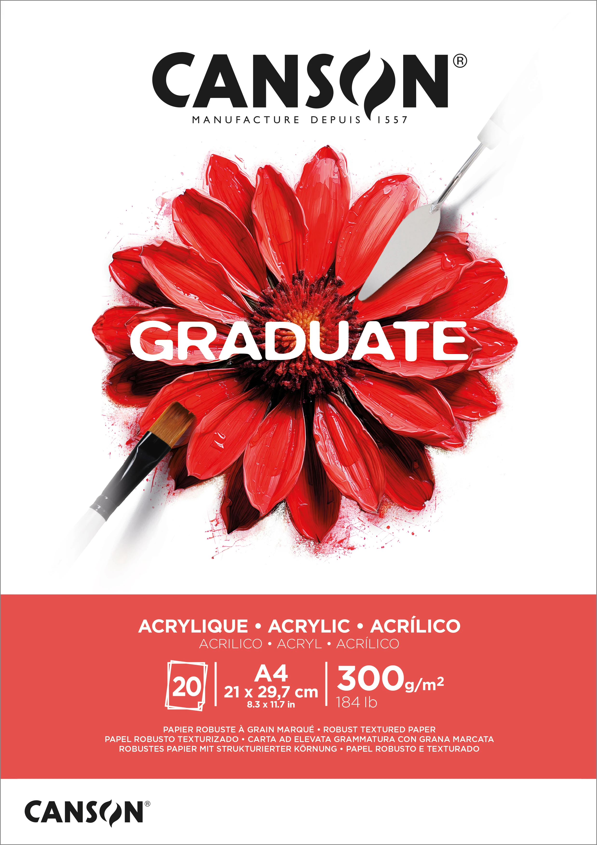 CANSON Acrylblock Graduate A4 525008015 weiss, 300g 20 Blatt